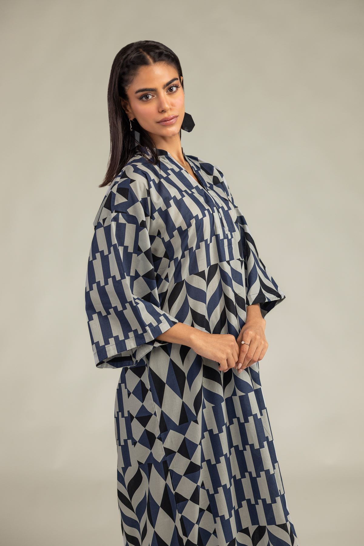 Printed Cambric Long Cambric Kurta - 1-26-102-A-F-VG