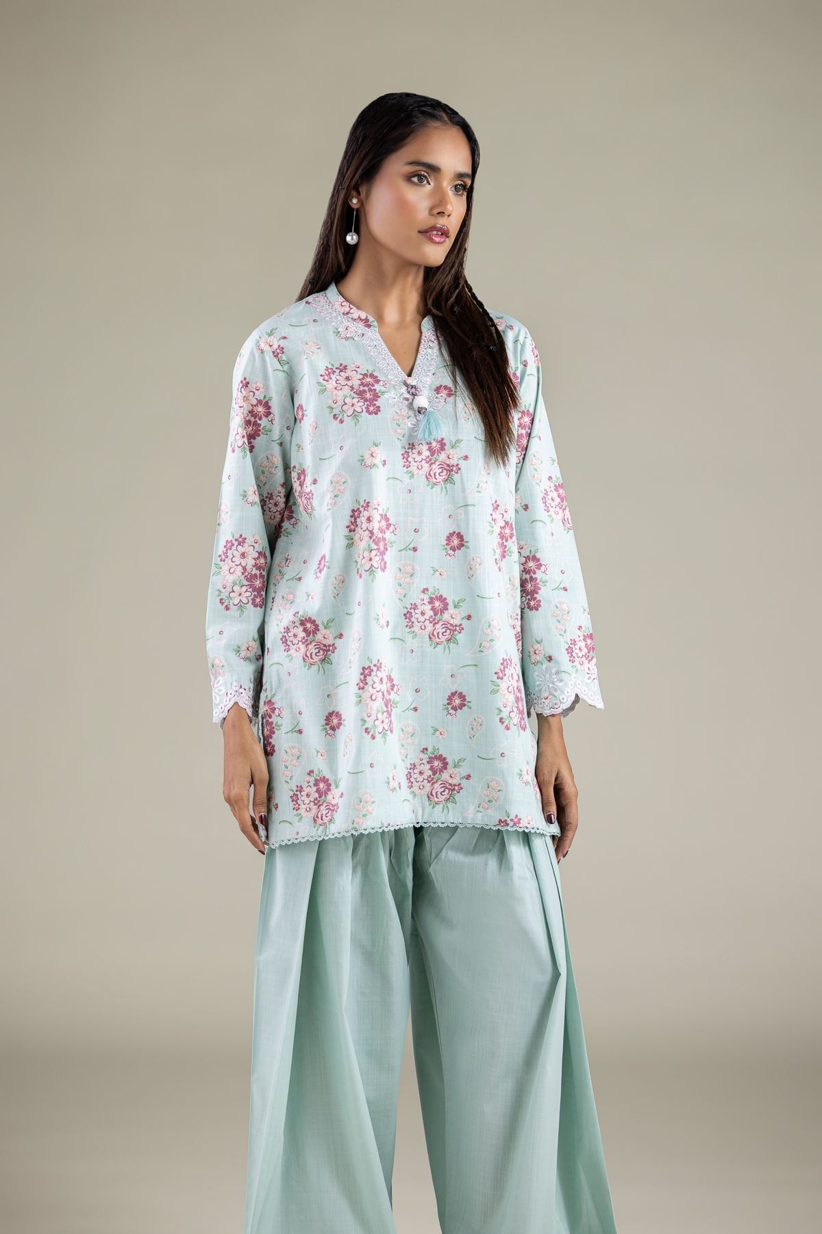 Embroidered Textured Cotton Kurta - 1-26-108-A-F-VG