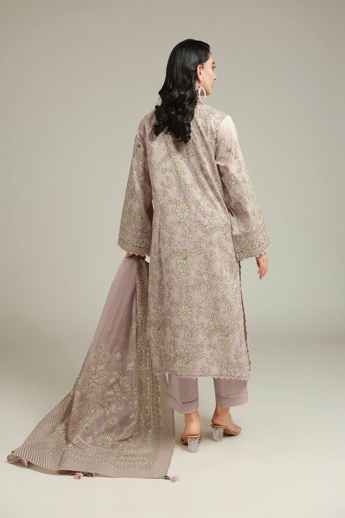 Embroidered Cambric Cambric 3-piece Set - 1-26-201-C-E-VG