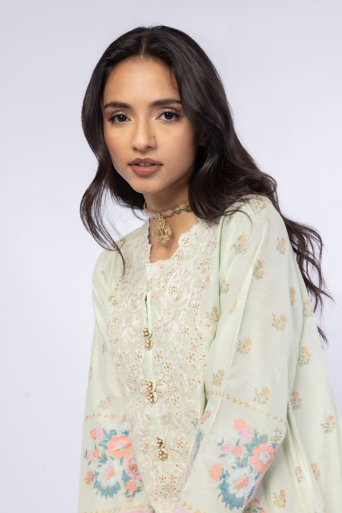 Embroidered Raw Silk Kurta - 25-09-9S3-07TB-VG