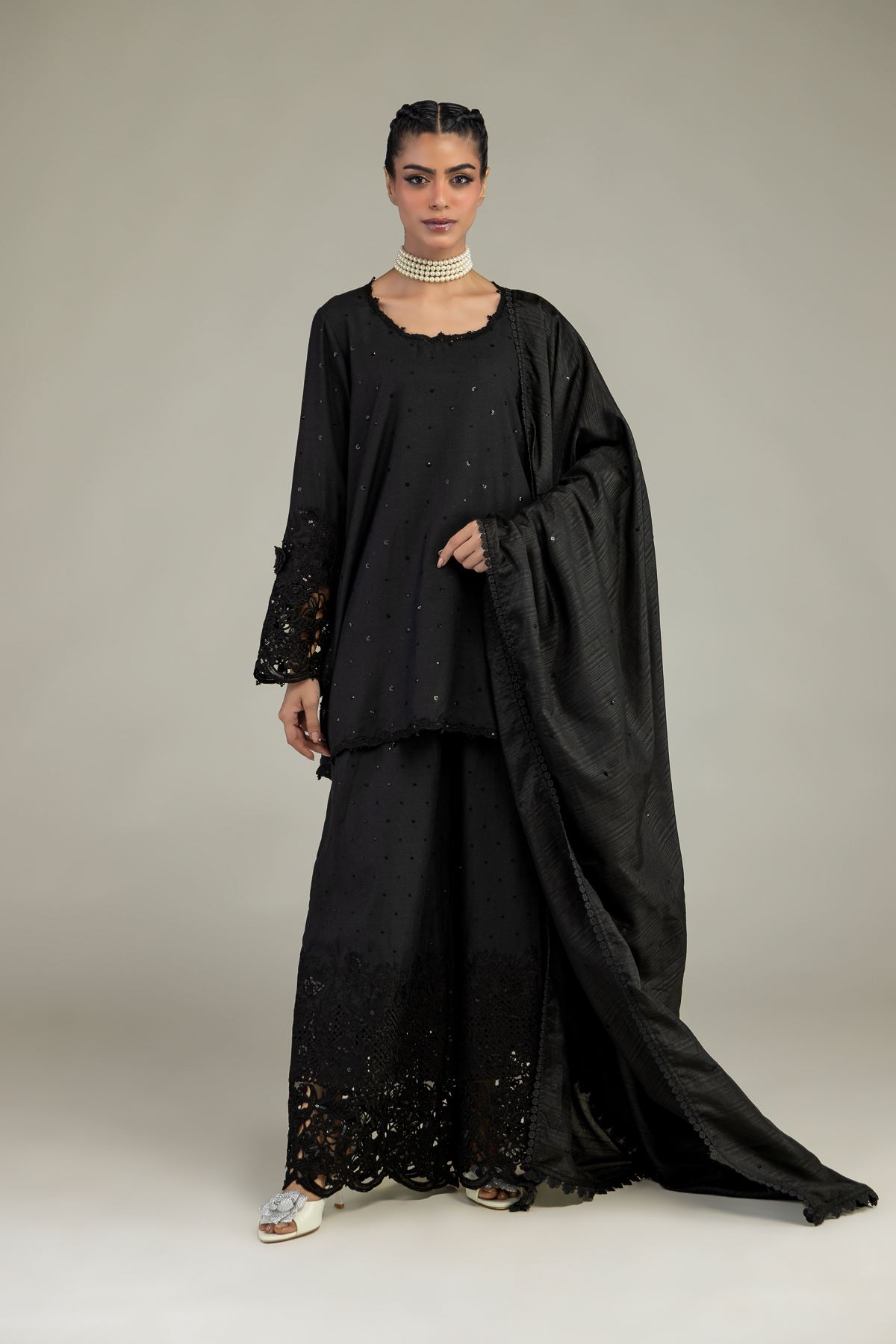 Raw Silk 3-Piece Co-ord Set - T-A33-26-210FF2-VG