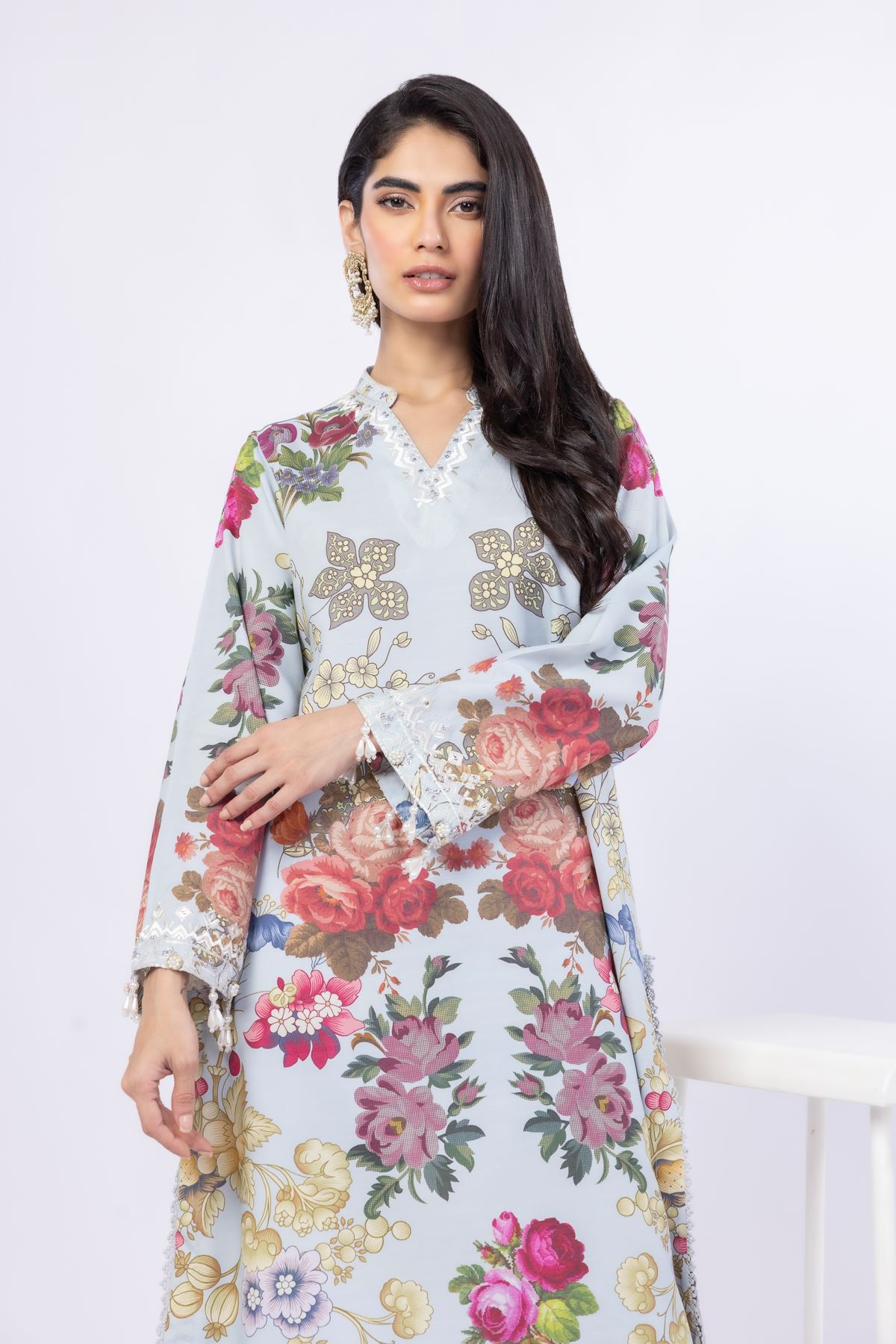 Embroidered Russian Raw Silk Kurta - 25-04E48-07TA-VG