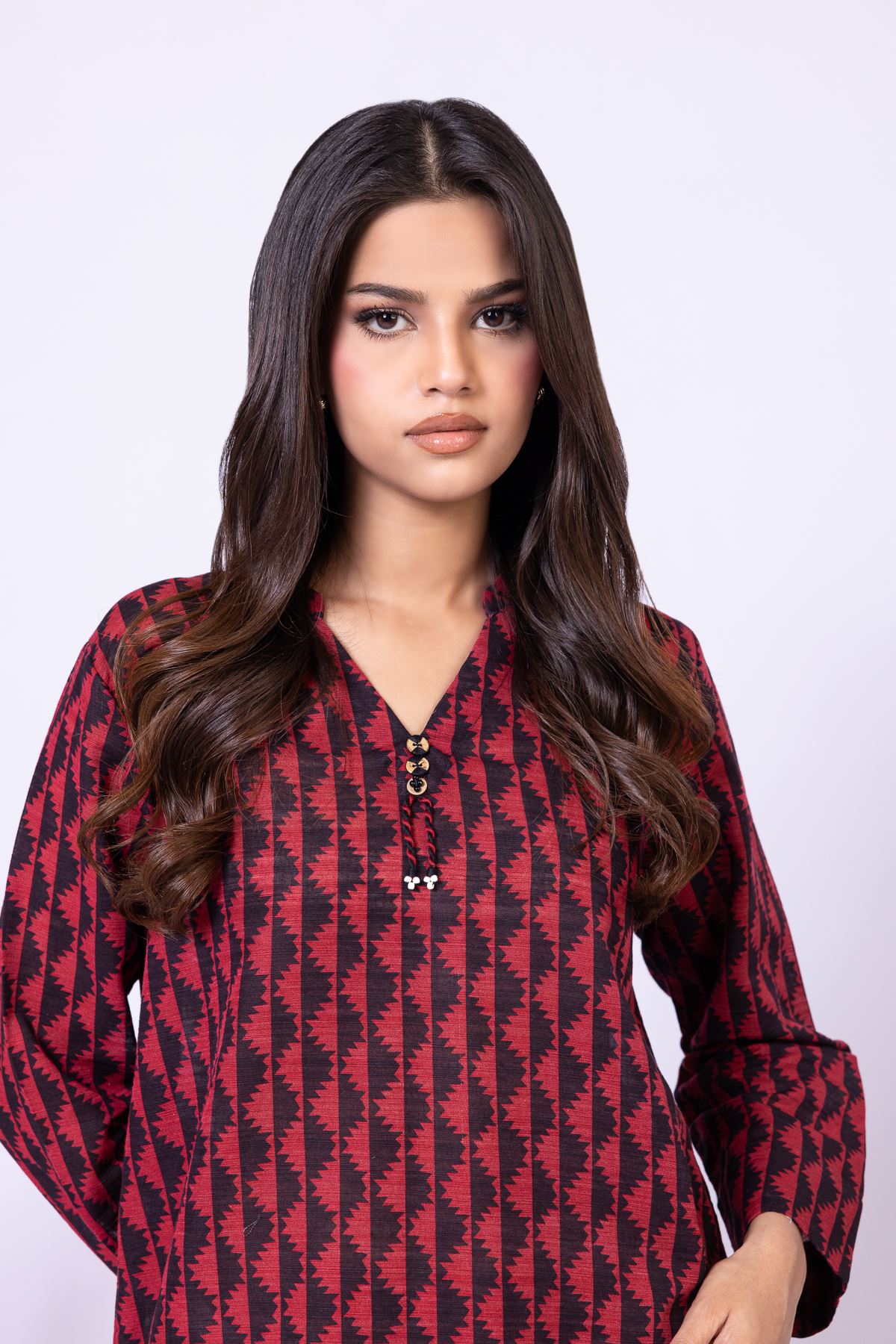 Printed Textured Cotton Kurta - 25-10-11E4-04TB-VG