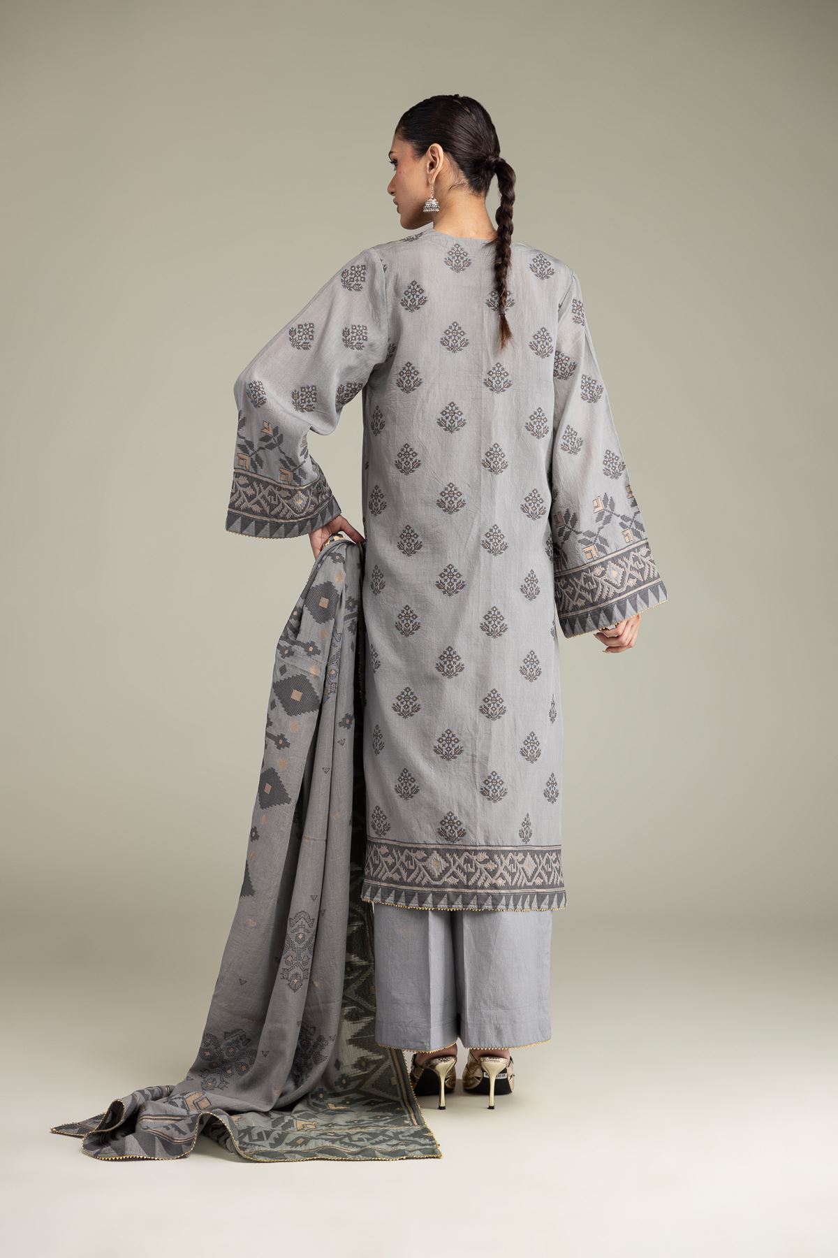 Embroidered Jacquard Tailored 3-piece Jacquard - 1-26-102-A-F-VG