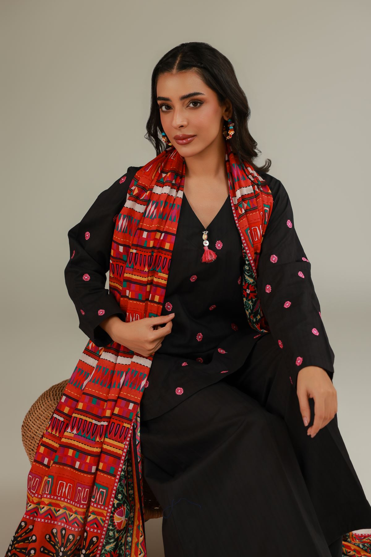 Embroidered Cotton Net Cotton Net Dupatta - 1-26-112-B-C-VG