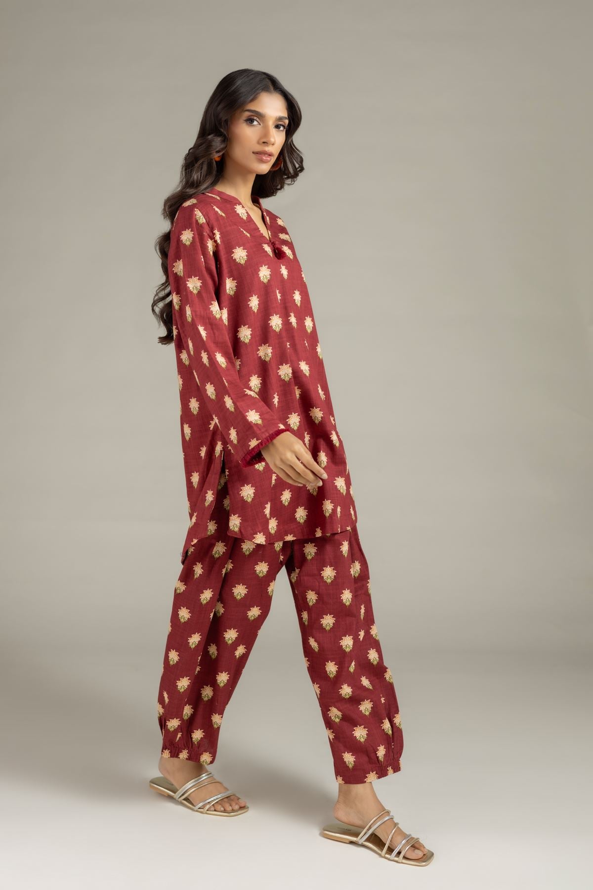 Printed Heavy Textured Cotton Pants - 25-10-12E10-08TA-VG