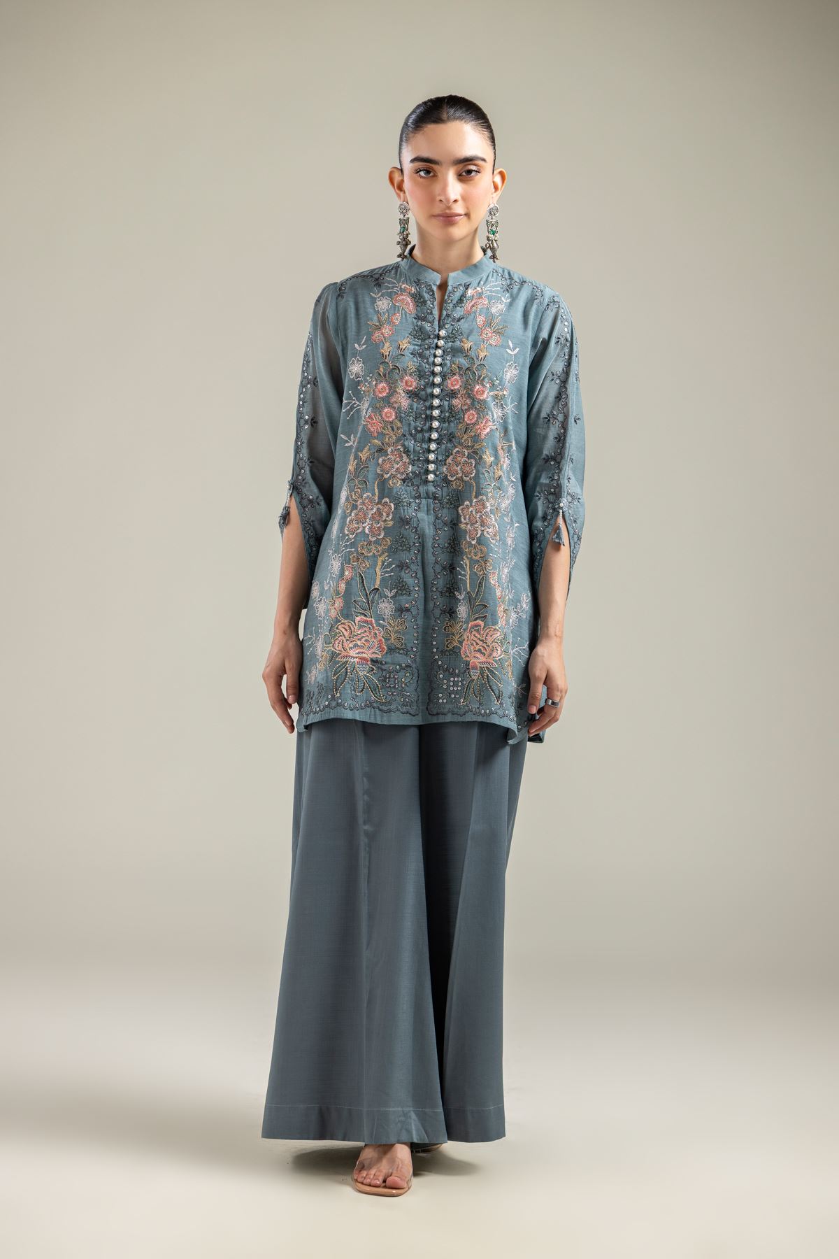 Paper Silk Embroidered Silk Kurta - 2-26-202-A-E-VG