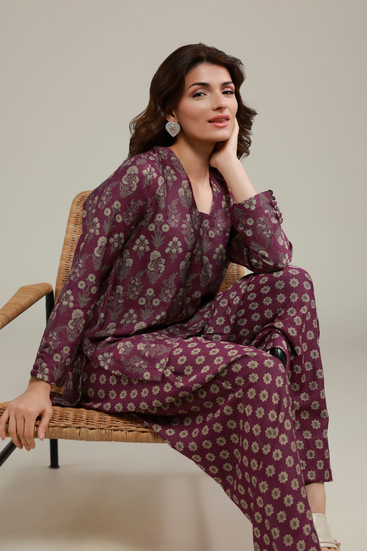 Dyed Jacquard Kurta - 6-26-106-A-H-VG