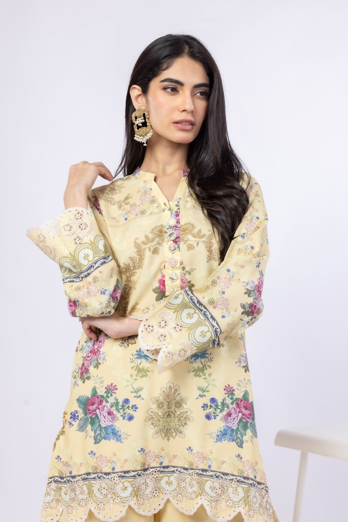 Embroidered Russian Raw Silk Kurta - 25-09-9S3-05TB-VG