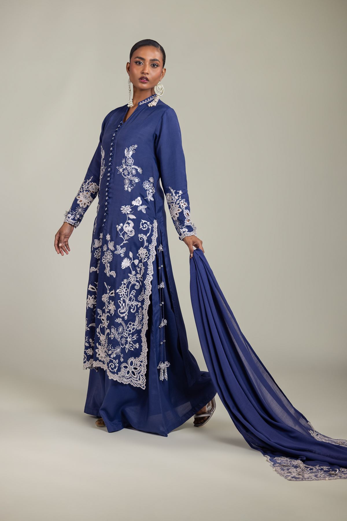 Raw Silk 3-Piece Embroidered Suit - 12-26-101-E-G-VG