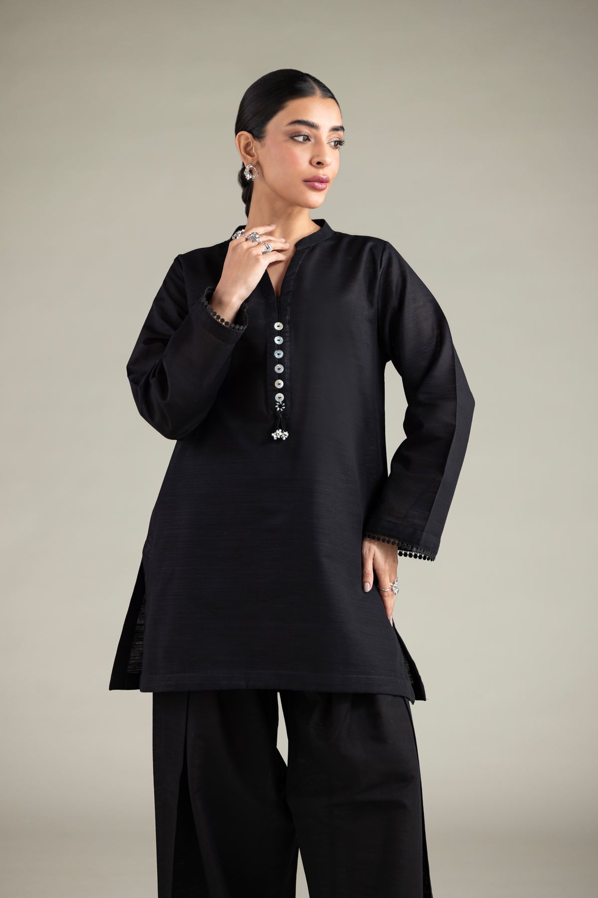 Dyed Textured Cotton Short Solid Kurta - 1-26-109-A-J-VG