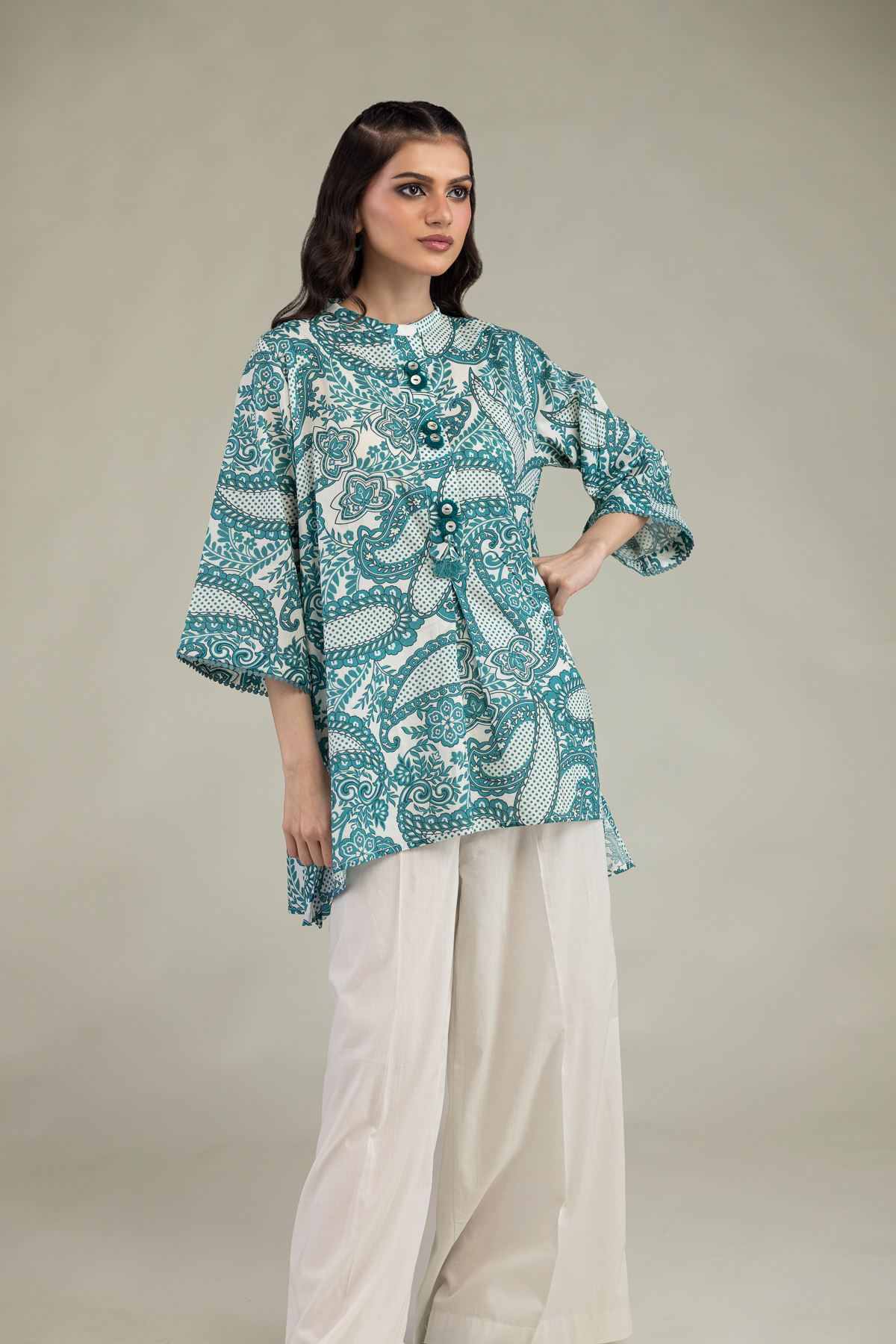 Printed Cambric Short Cambric Kurta - 8-26-213-A-B1-VG