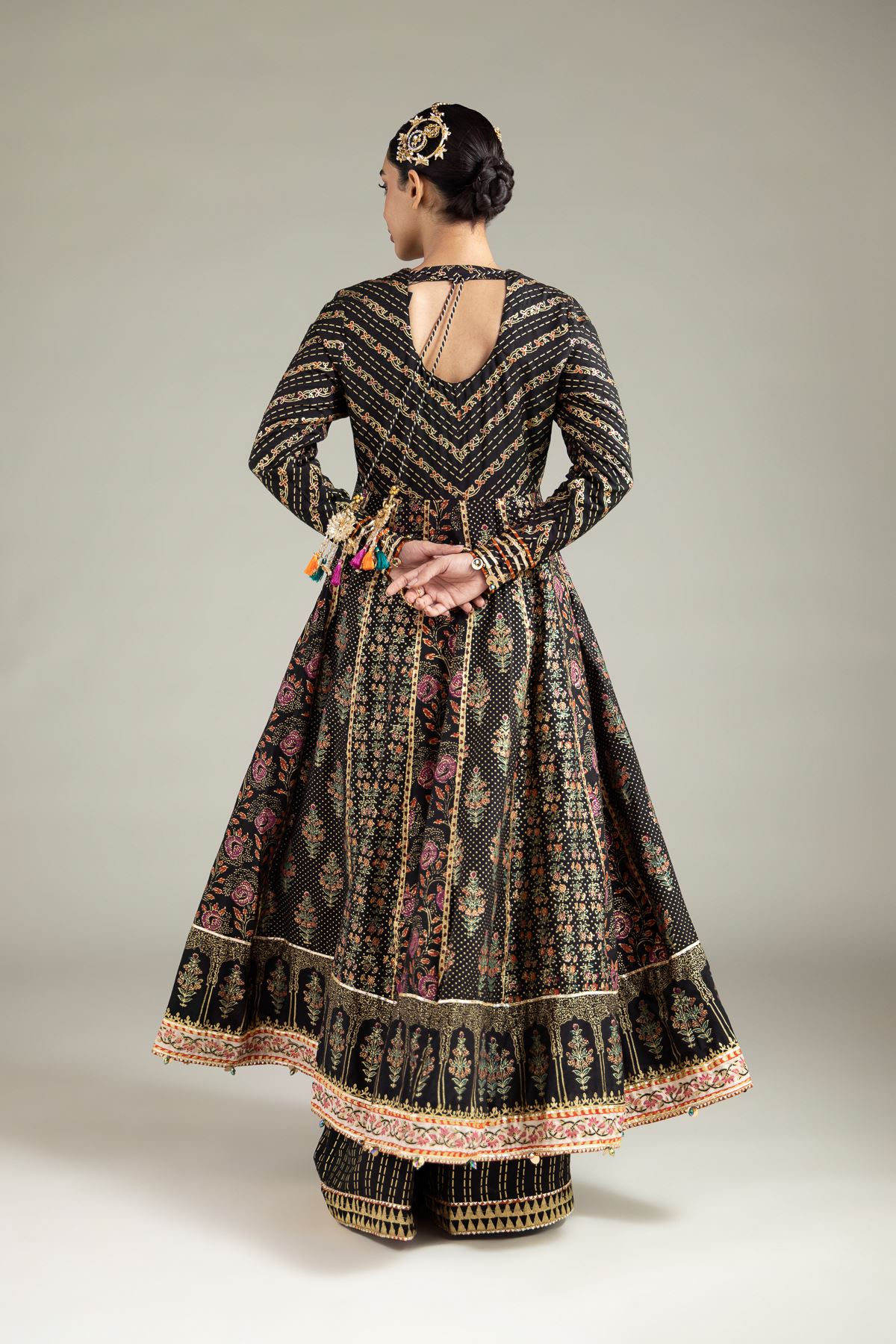 Printed Raw Silk 2 Piece Co-ord Set | Top and Bottom - 1-26-115-A-B-VG