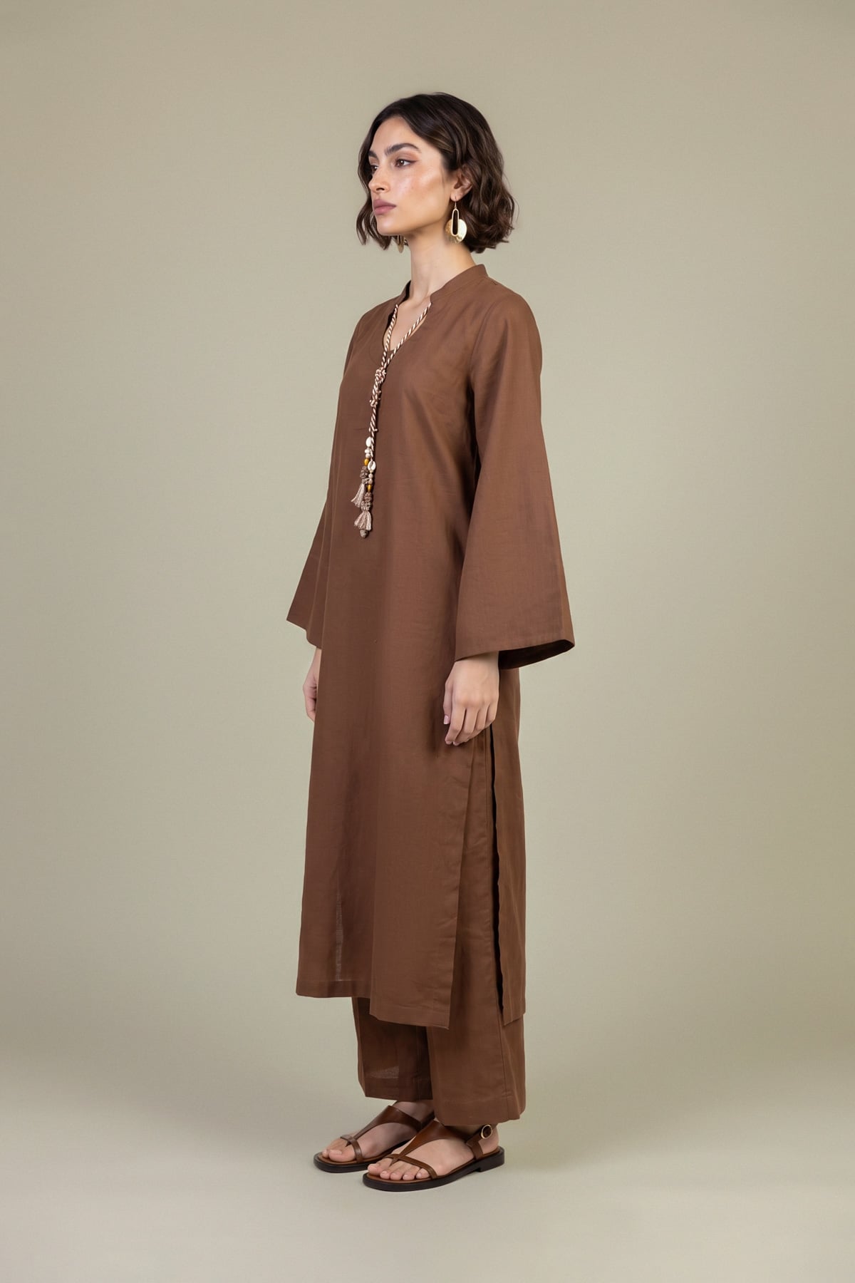 Dyed Poplin Brown Solid Kurta - 1-26-431-A-I1-VG
