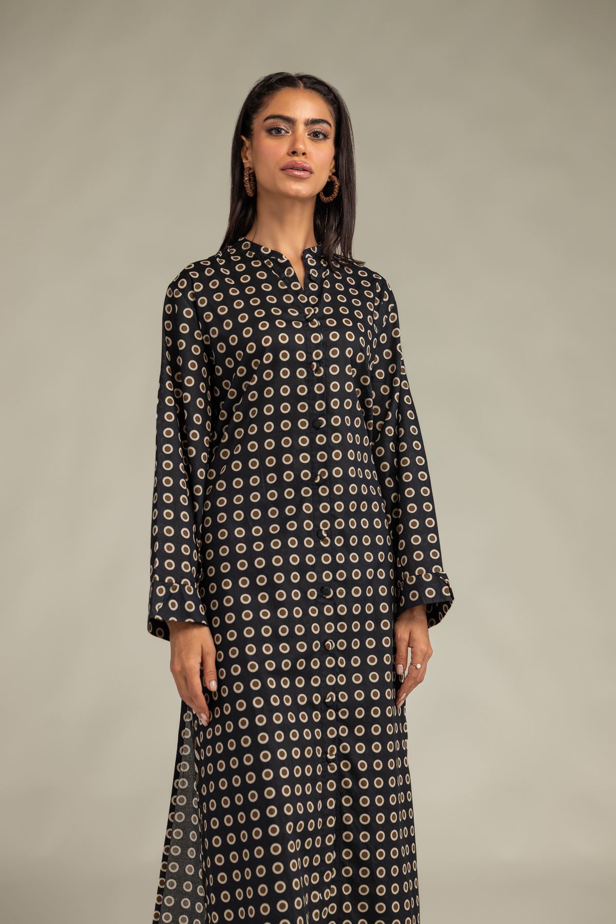 Printed Cambric Long Cambric Kurta - 1-26-102-A-F-VG