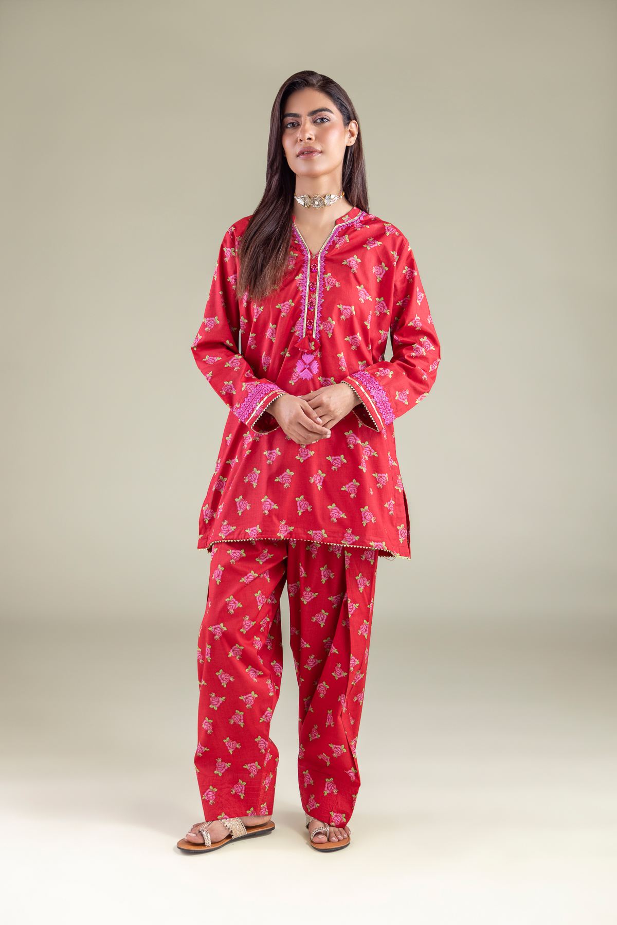 Embroidered Cambric Kurta - 1-26-133-A-D-VG