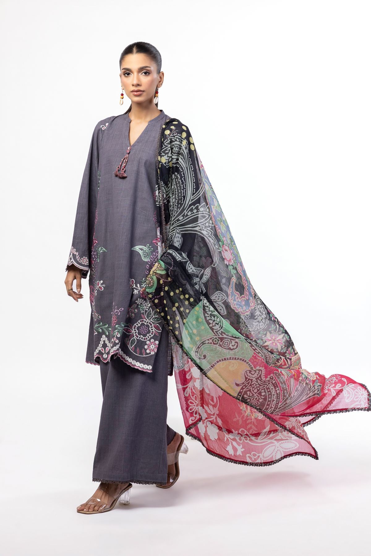 Embroidered Crosshatch Tailored 3 Piece - KN44YB-VG