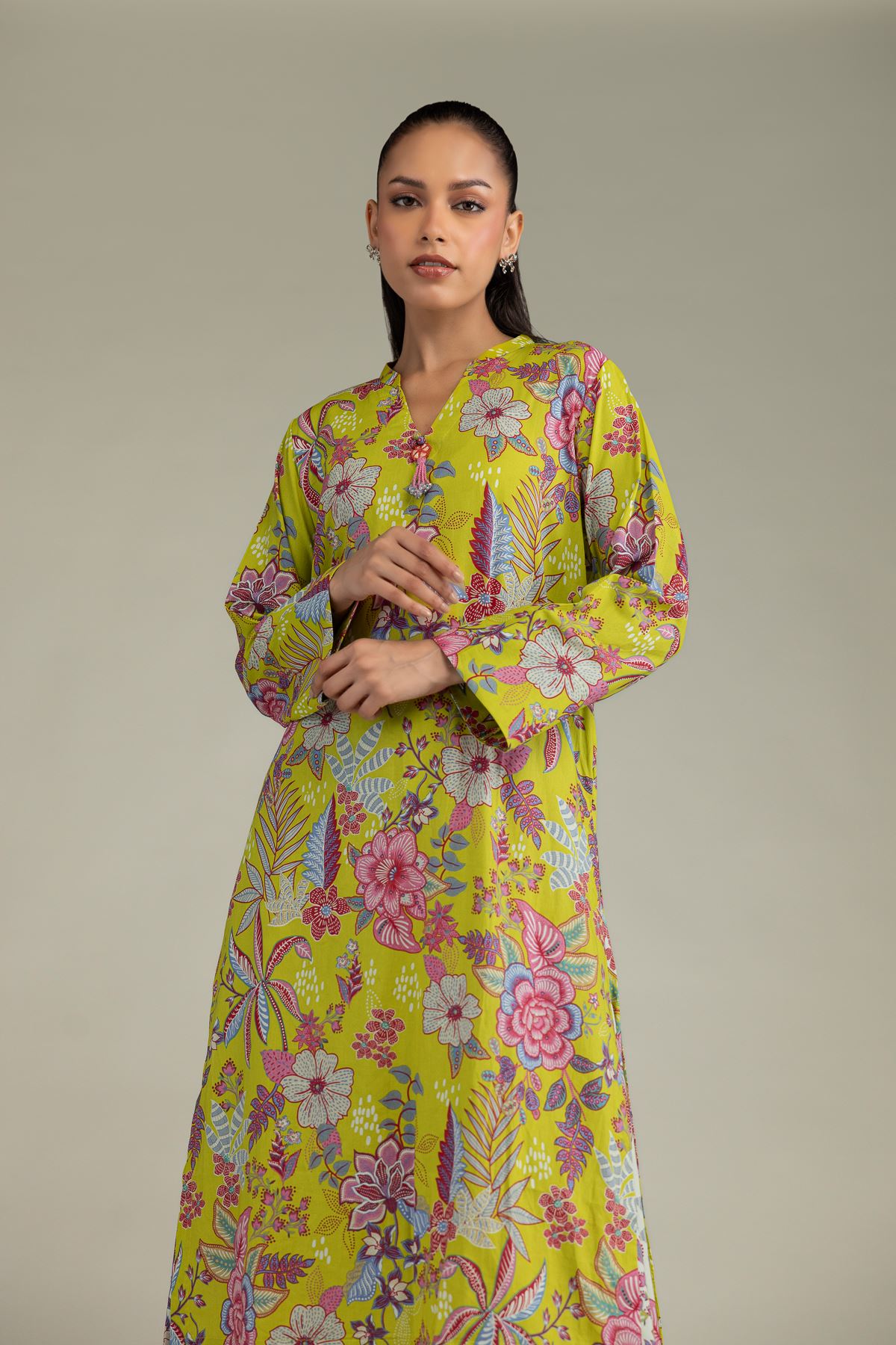 Printed Cambric Floral Cambric Kurta - 1-26-242-B-B1-VG