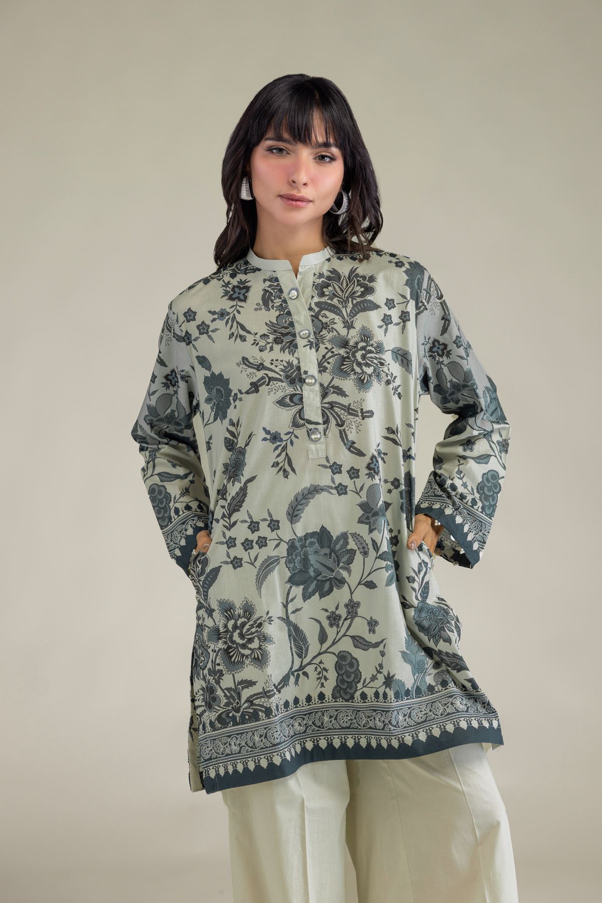 Printed Cambric Floral Cambric Kurta - T-A22-26-215FE1-VG