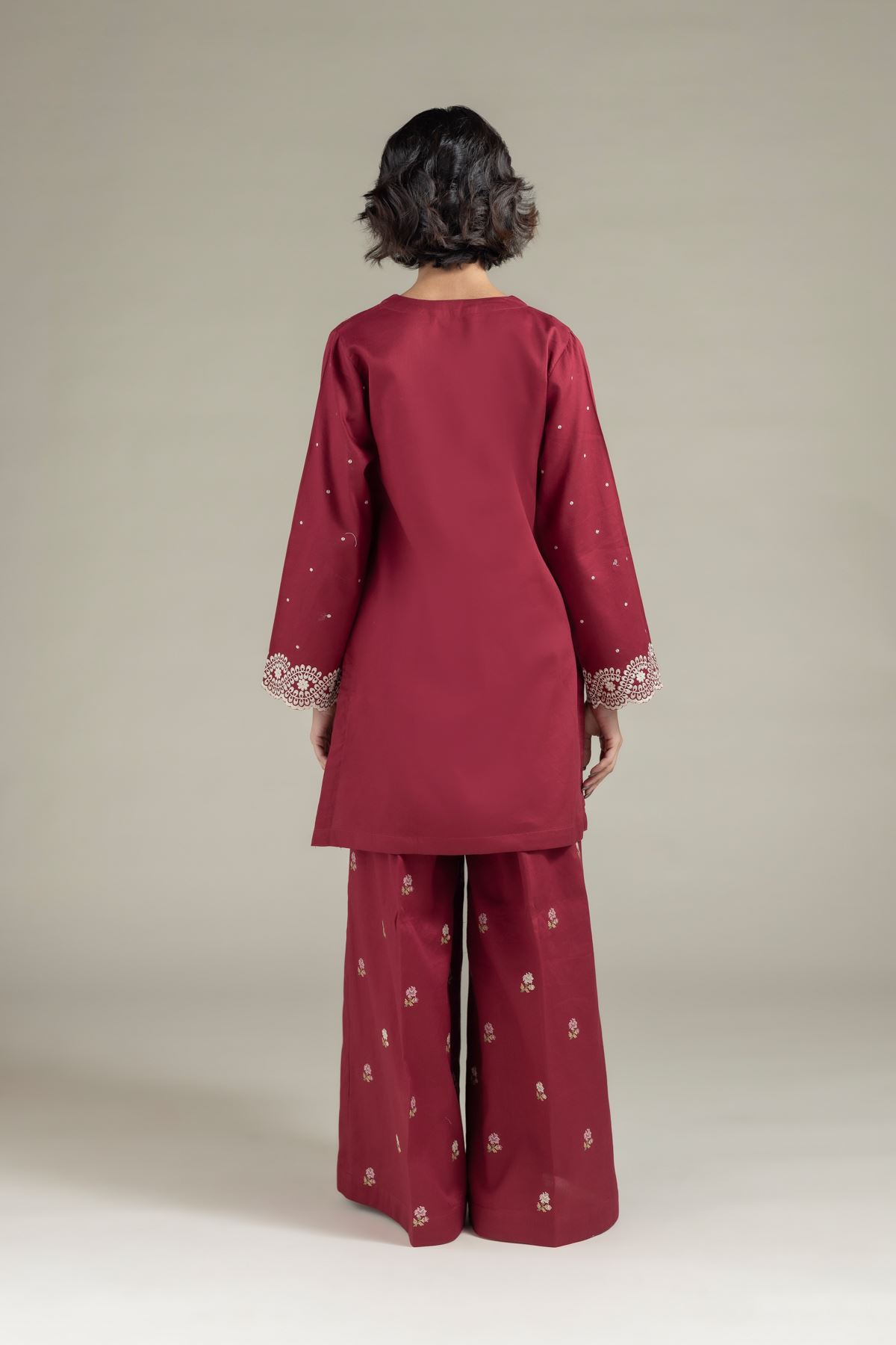 Embroidered Textured Cotton Kurta - 25-08-12E8-04TA-VG