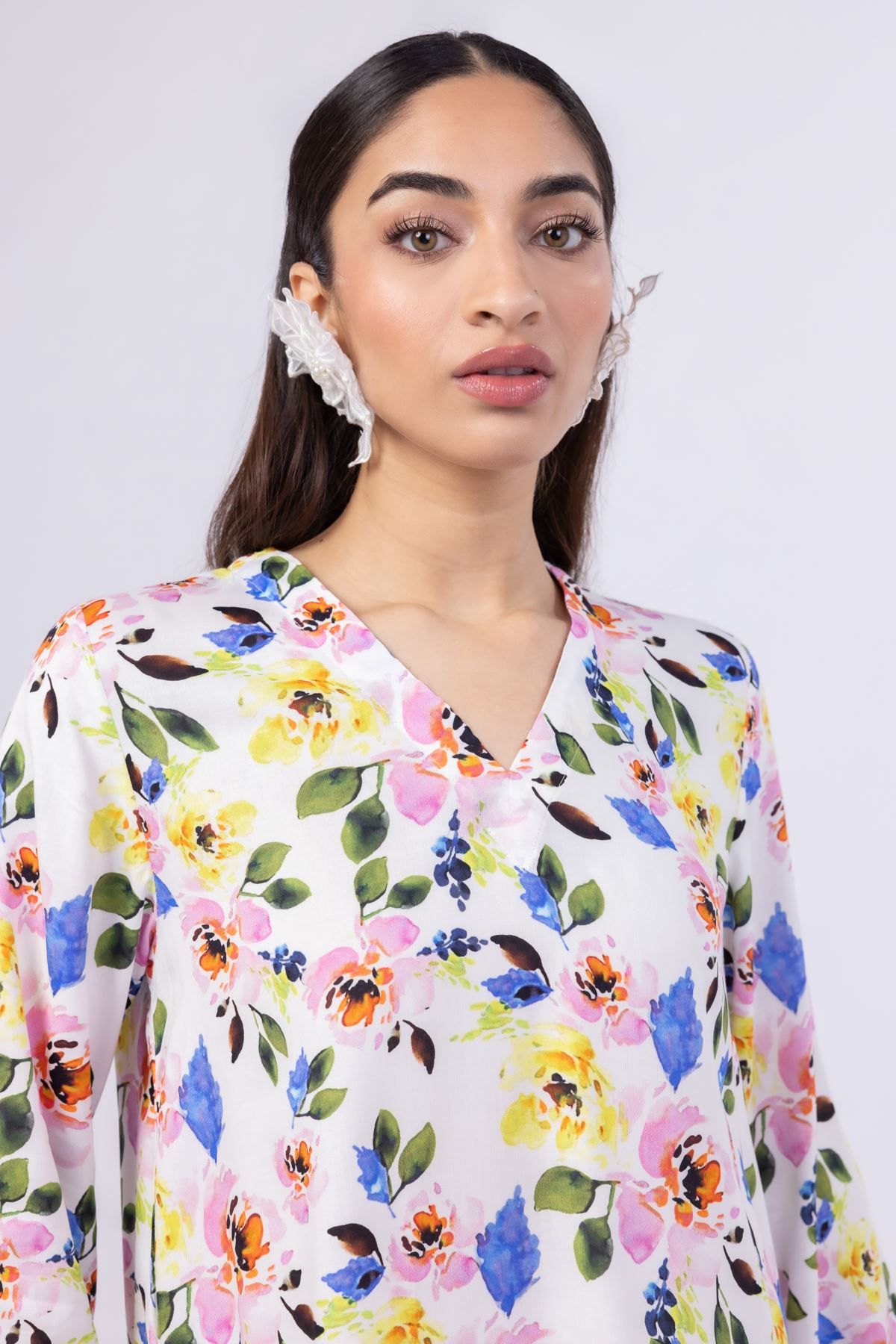 Printed Viscose Plain Weave Kurta - 25-09-10E2-12TA-VG