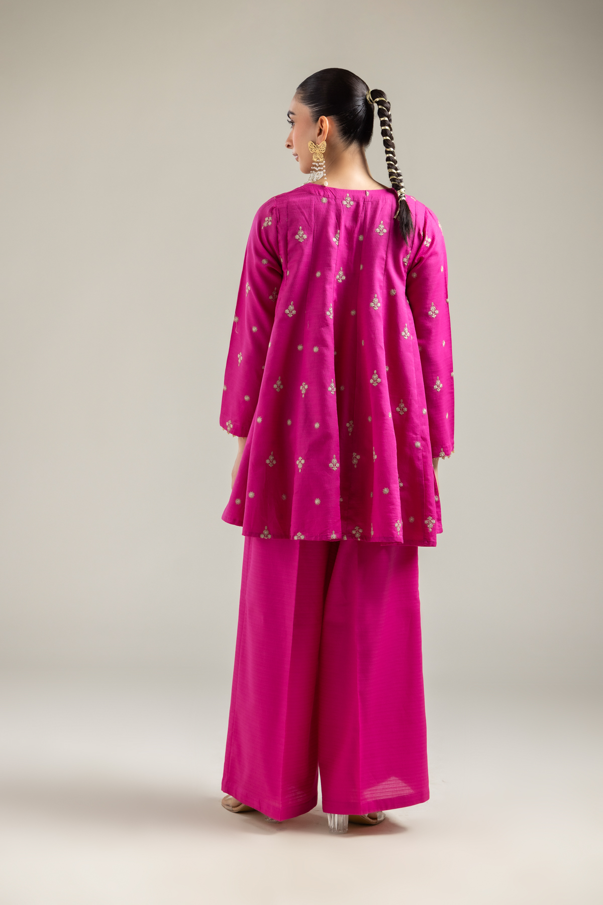 Embroidered Cotton Dobby Cotton Magenta Kurta - 26-01-2E6-03TA-VG
