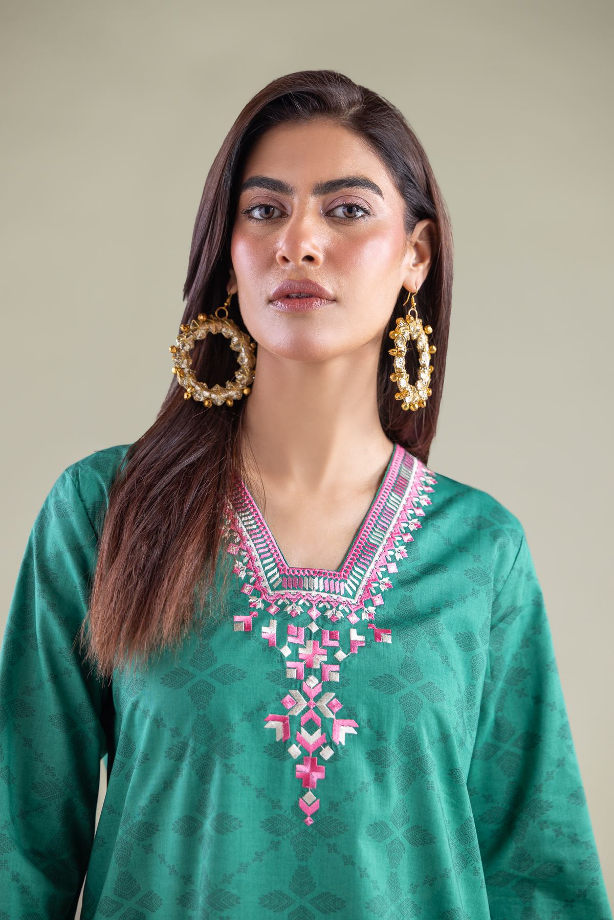 Embroidered Cambric Kurta - 2-26-101-A-D-VG