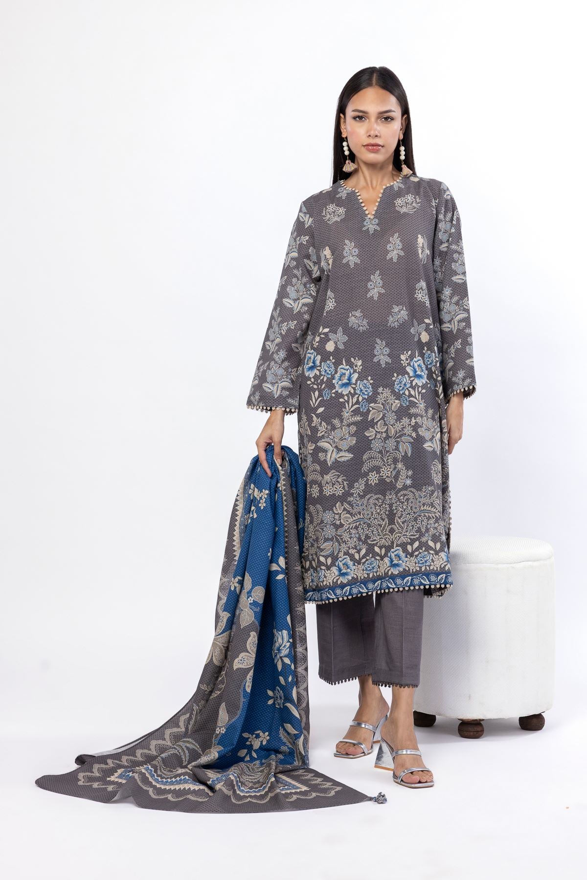 Printed Khaddar Fabrics 3 Piece - KN32A-VG