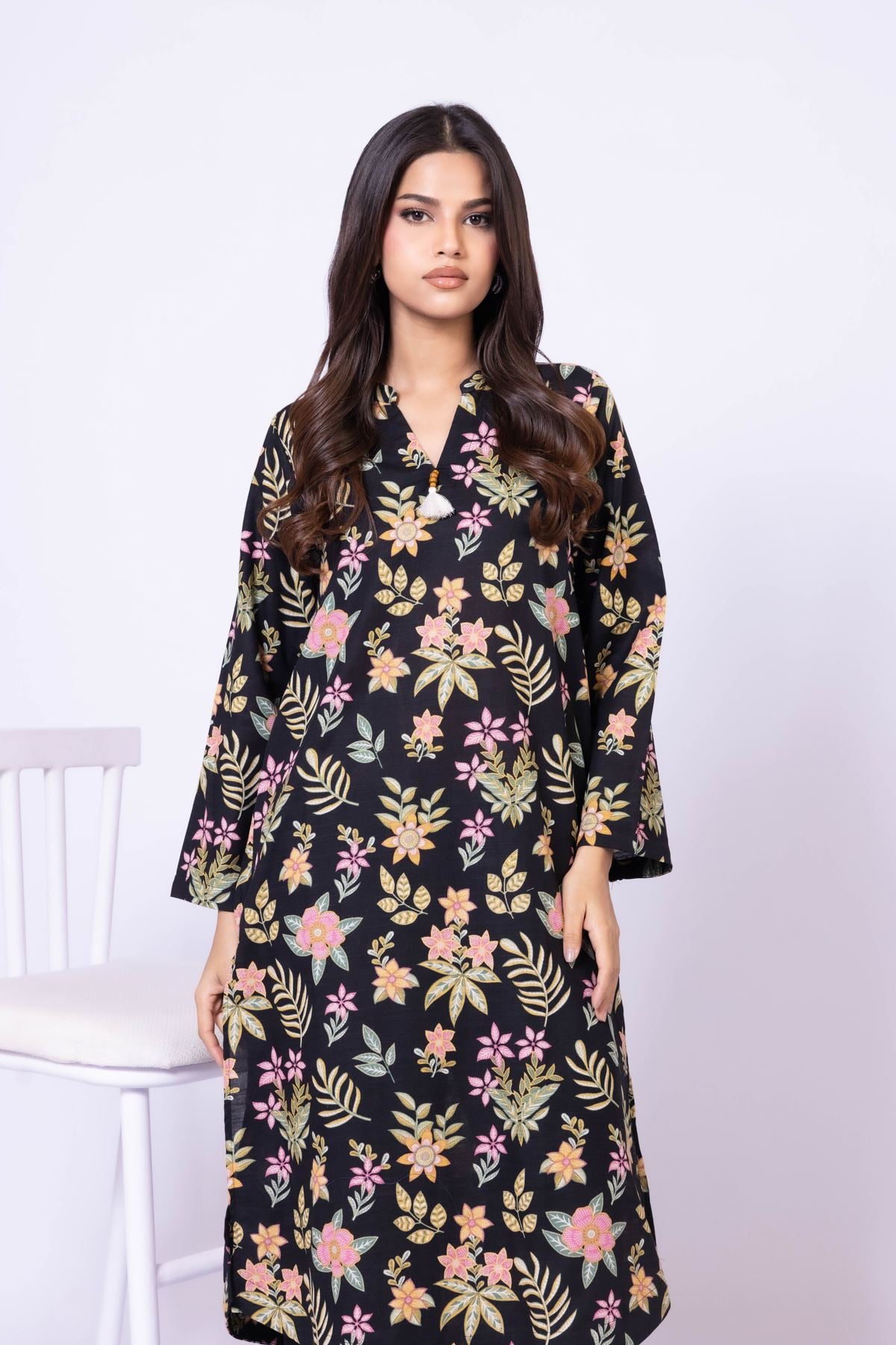 Printed Khaddar Kurta - 25-09-11E3-07TA-VG