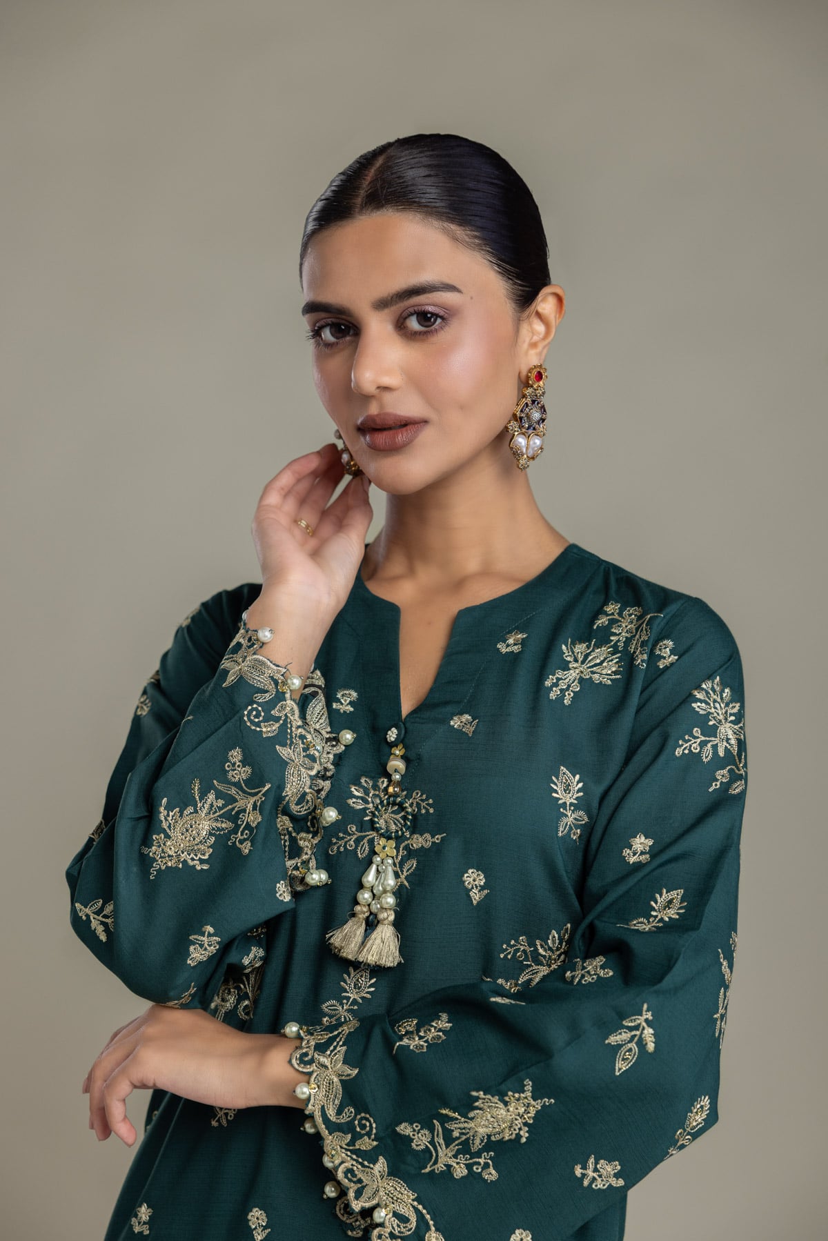 Embroidered Raw Silk Raw Silk Kurta - 2-26-418-A-H1-VG