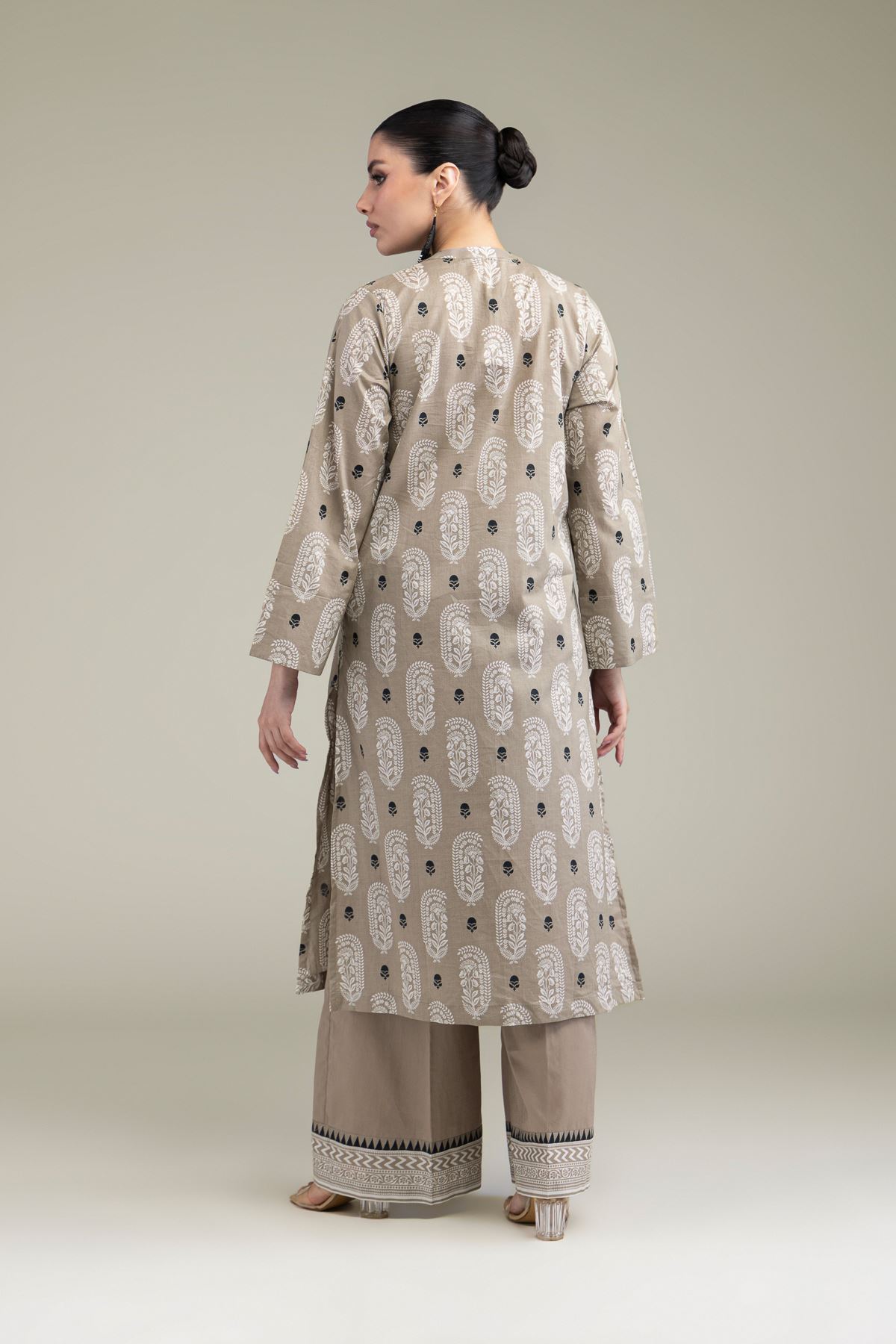Printed Cambric Paisley Longline Kurta - 25-10-12E6-07BA-VG