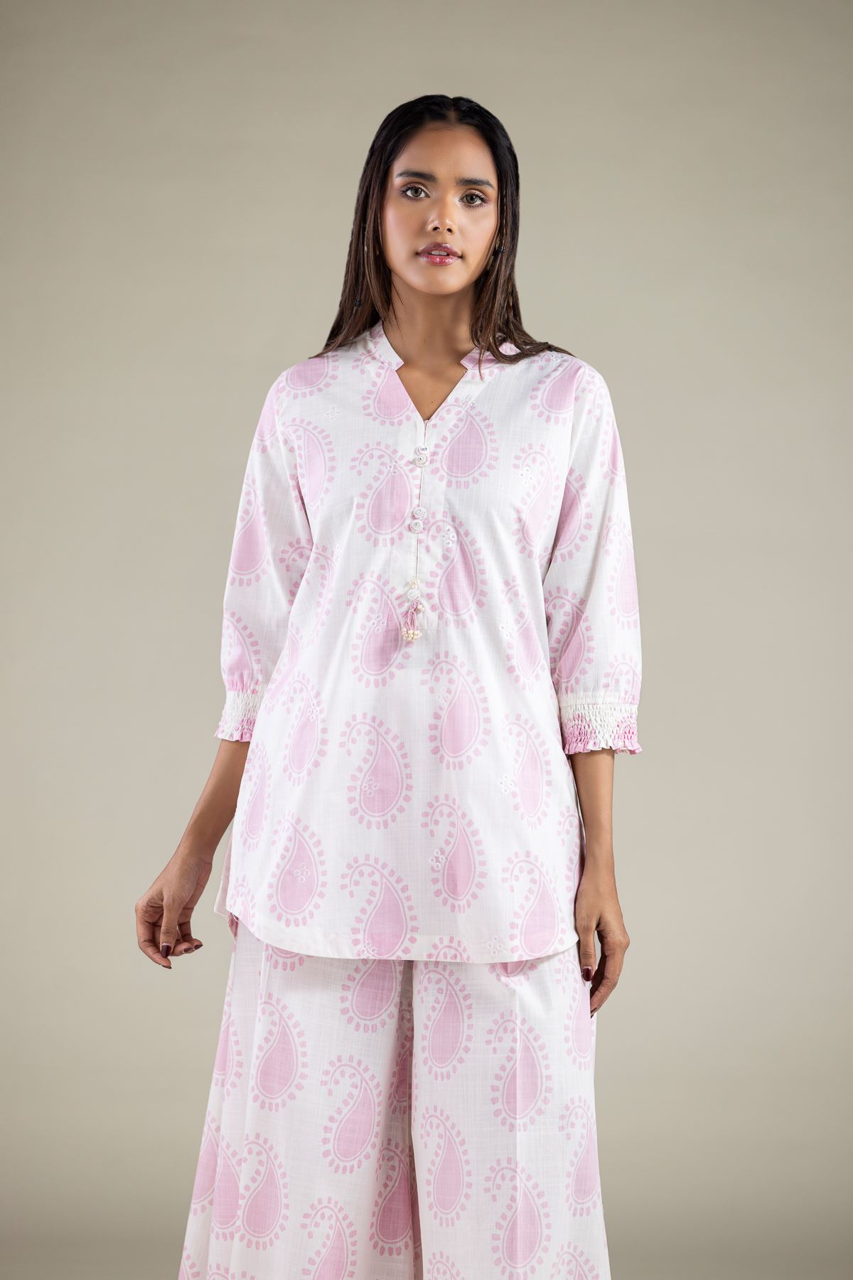 Embroidered Textured Cotton Kurta - 1-26-123-A-G-VG