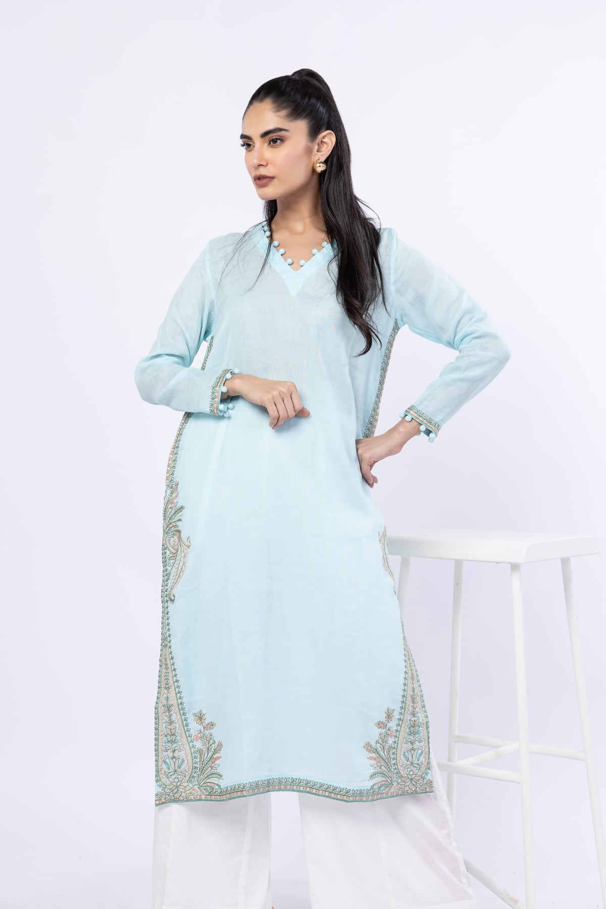 Embroidered Kurta - 25-W02iB-02TA-VG