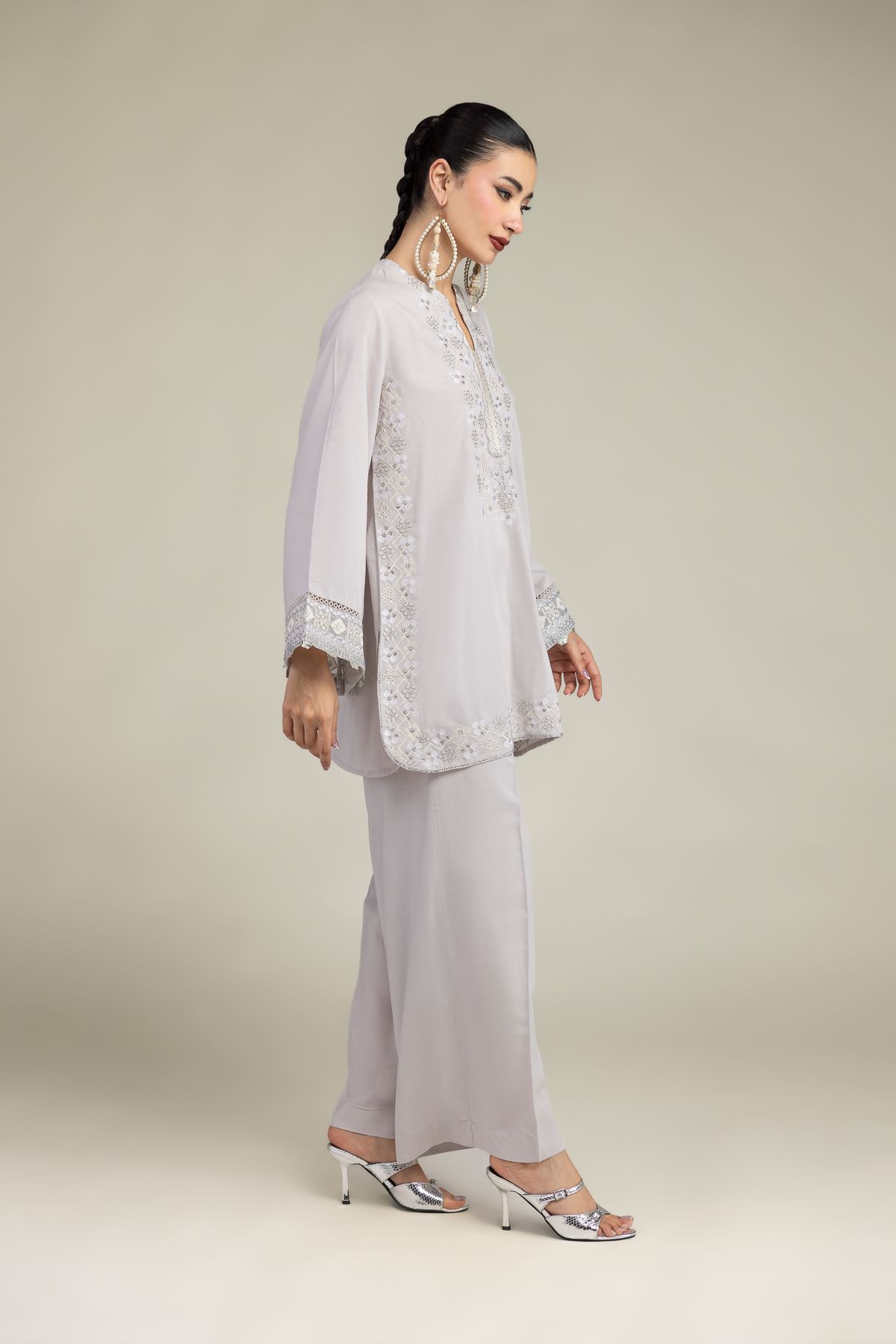 Embroidered Raw Silk Raw Silk Pants - 2-26-207-A-B1-VG