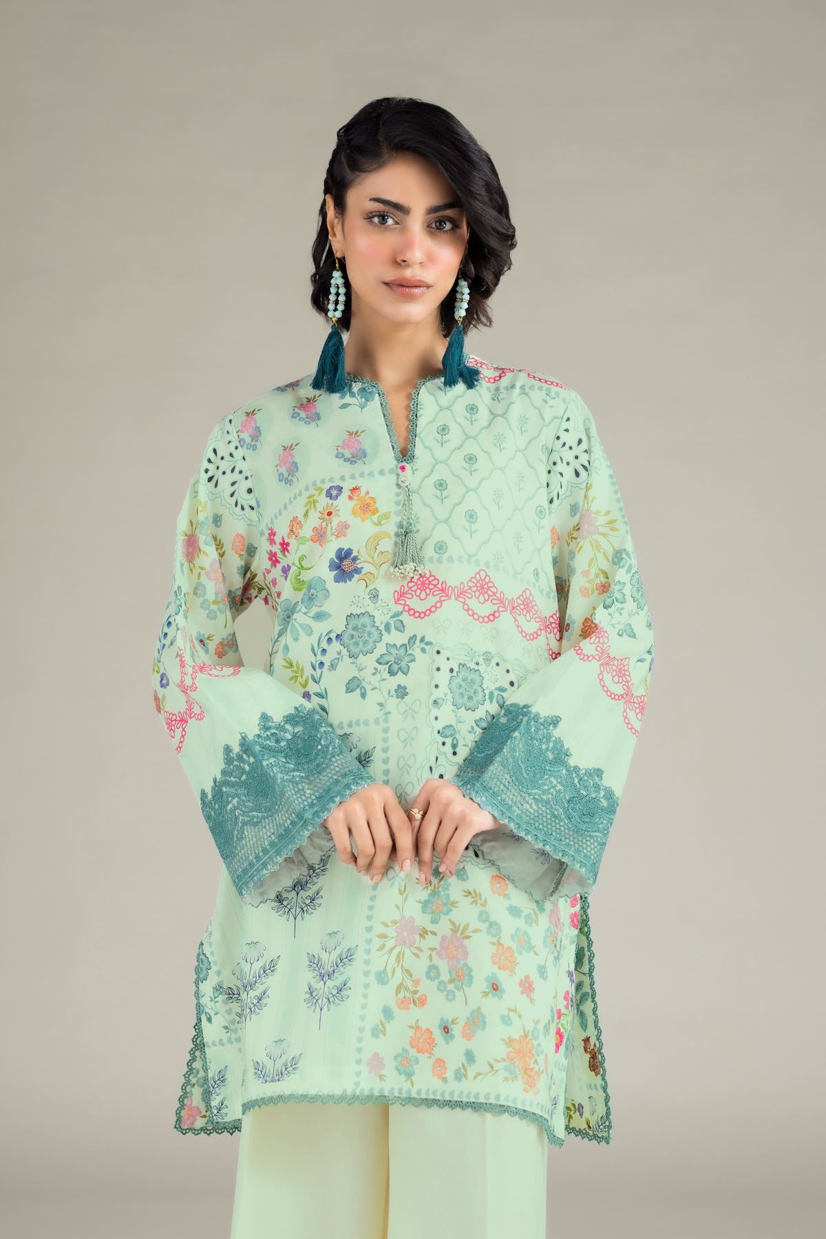 Embroidered Jacquard Floral Co-ords Outfit - T-A22-26-107FA-VG