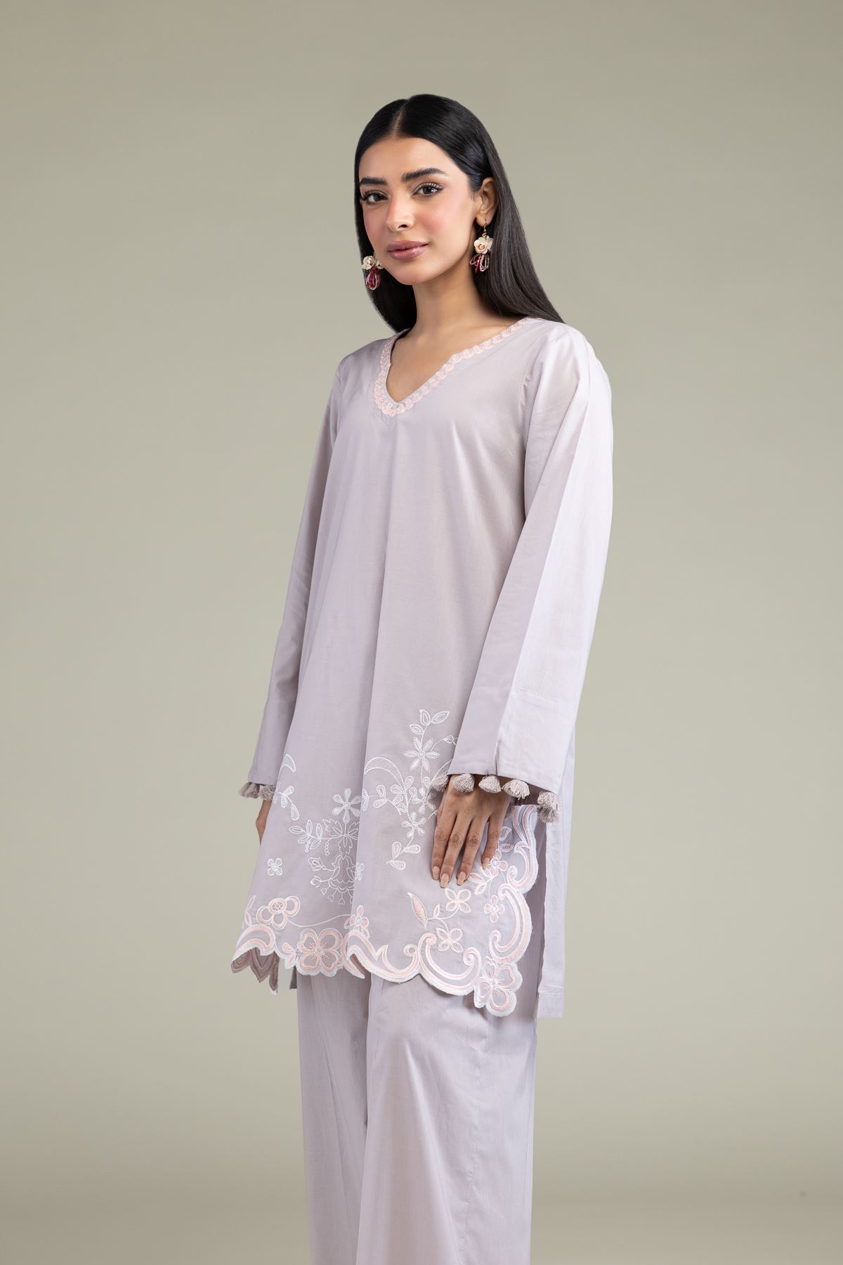 Embroidered Cambric Floral Cambric Kurta - 1-26-247-A-J1-VG