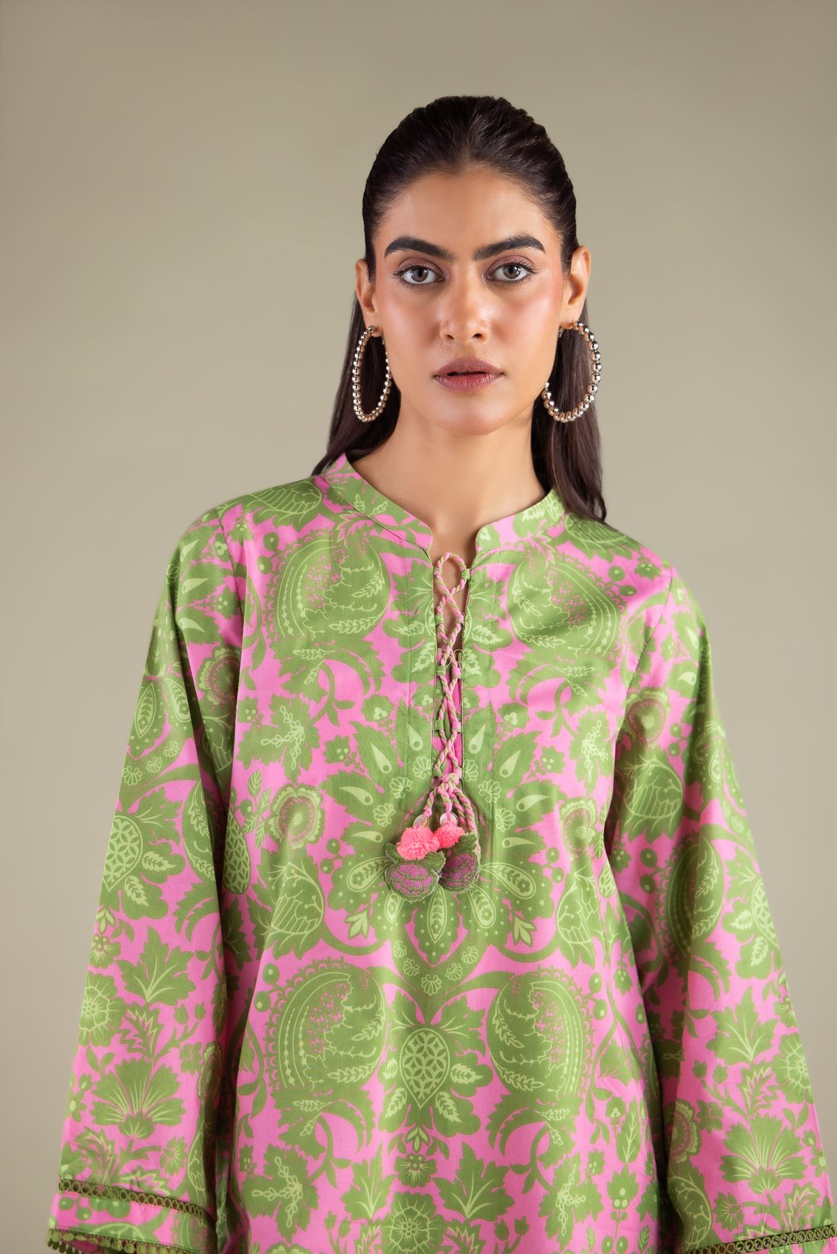 Printed Cambric Long Floral Kurta - 2-26-110-A-F-VG