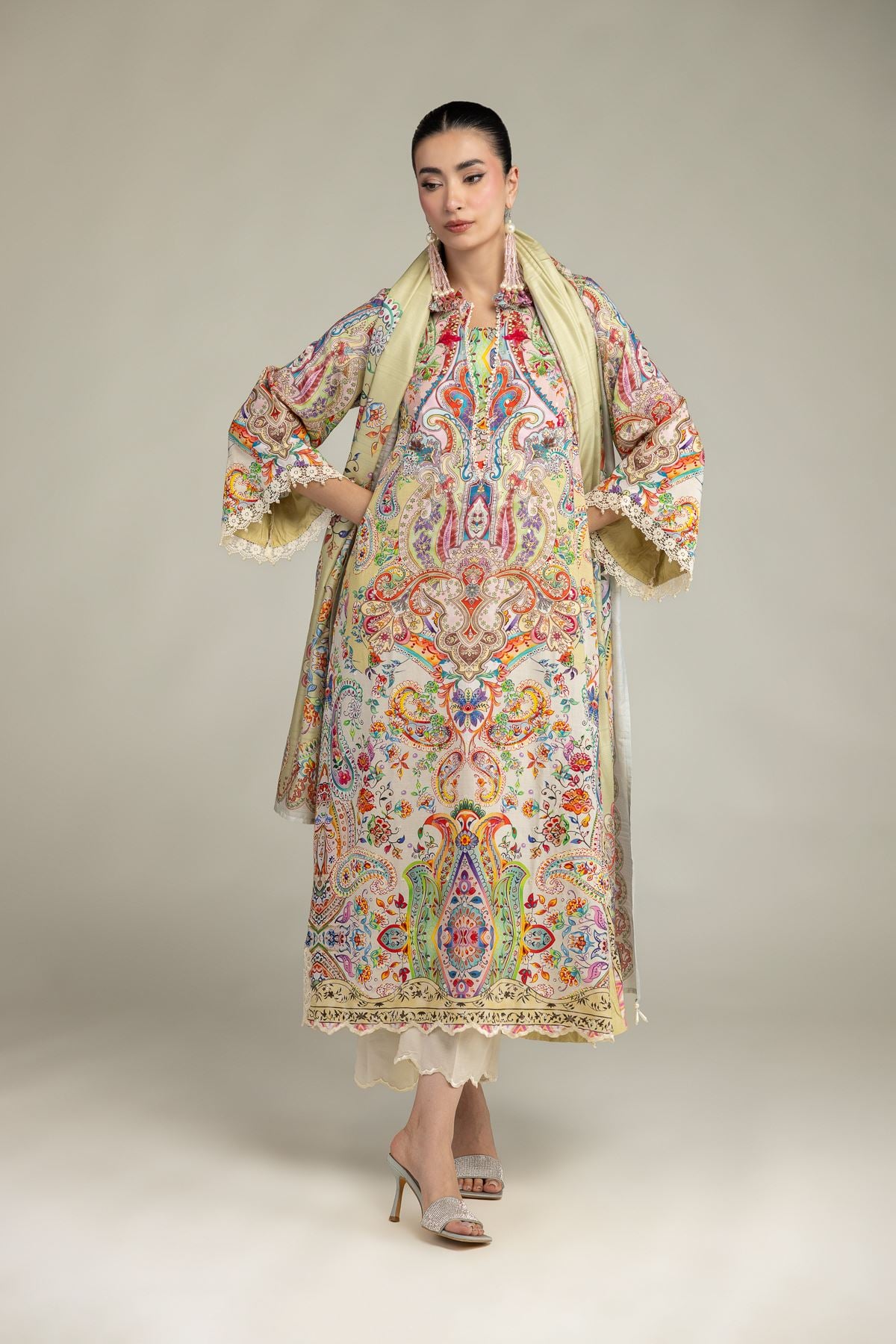Embroidered Polyester Silk Silk Paisley Dupatta - 2-26-212-A-C1-VG