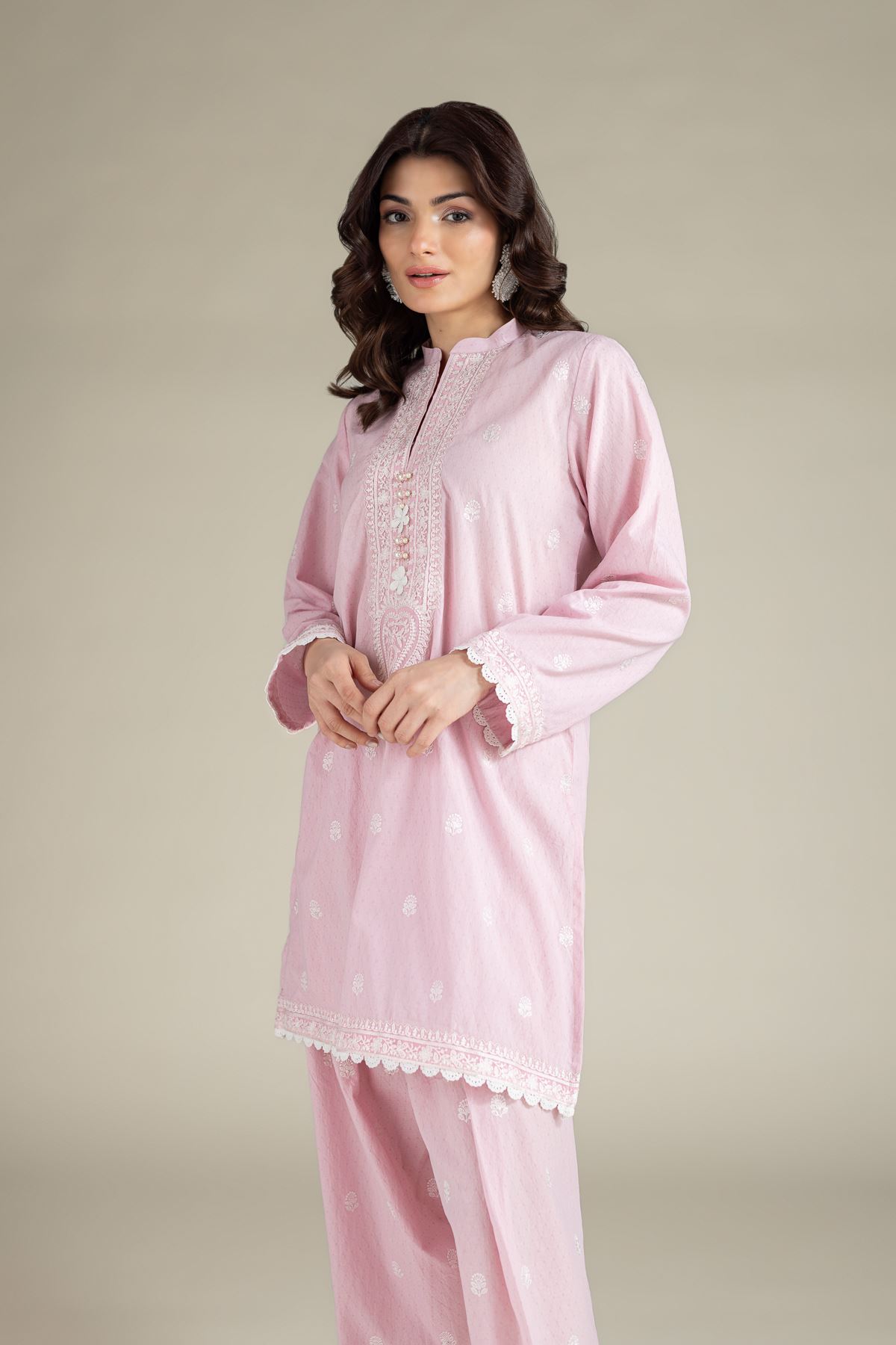 Embroidered Cotton Dobby Fabrics 2 Piece | Top and Bottom - A112-26-108EI2-VG
