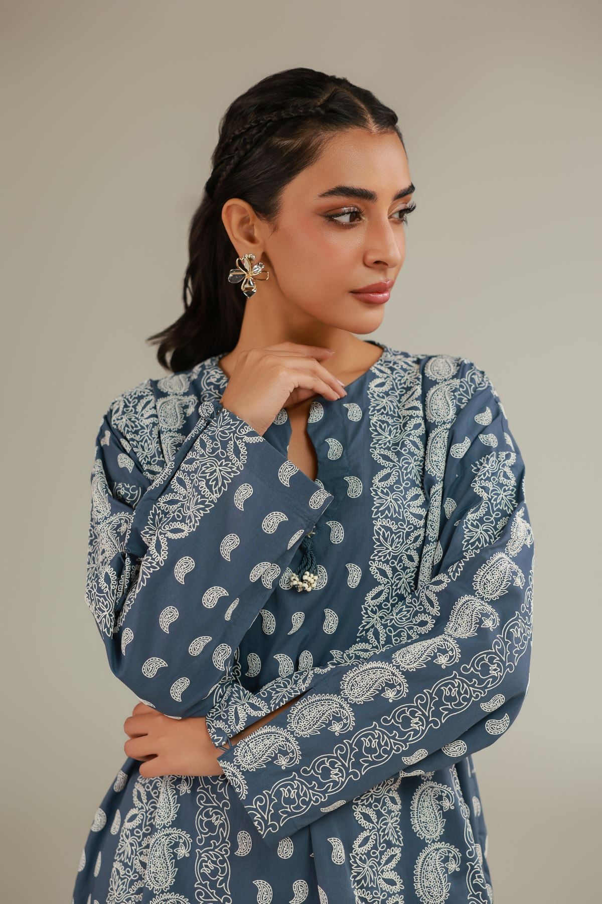 Cambric Printed Cambric Kurta - 25-00-X2-08TB-VG