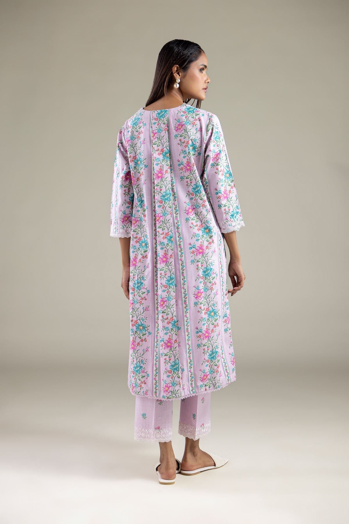 Embroidered Textured Cotton Kurta - 2-26-102-A-H-VG