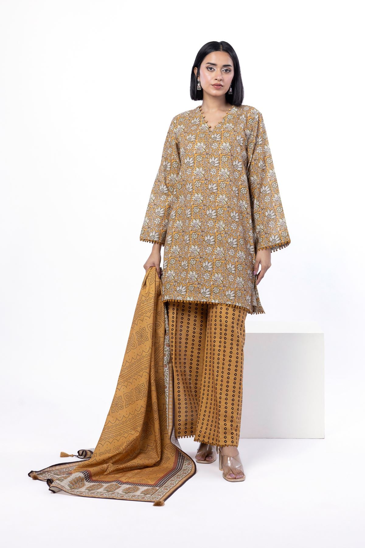 Printed Light Khaddar Fabrics 3 Piece - LKW21A-VG