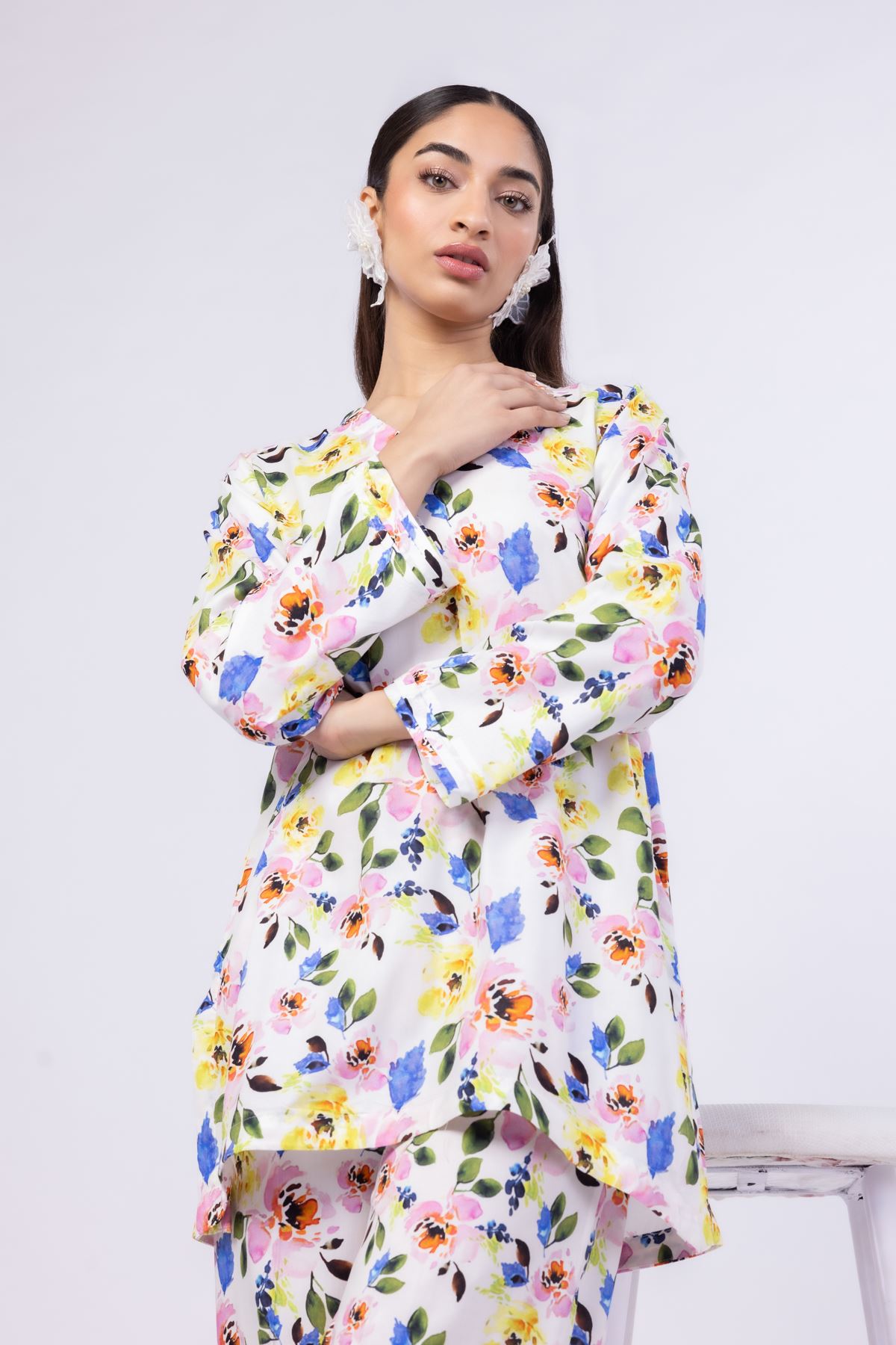 Printed Viscose Plain Weave Kurta - 25-09-10E2-12TA-VG