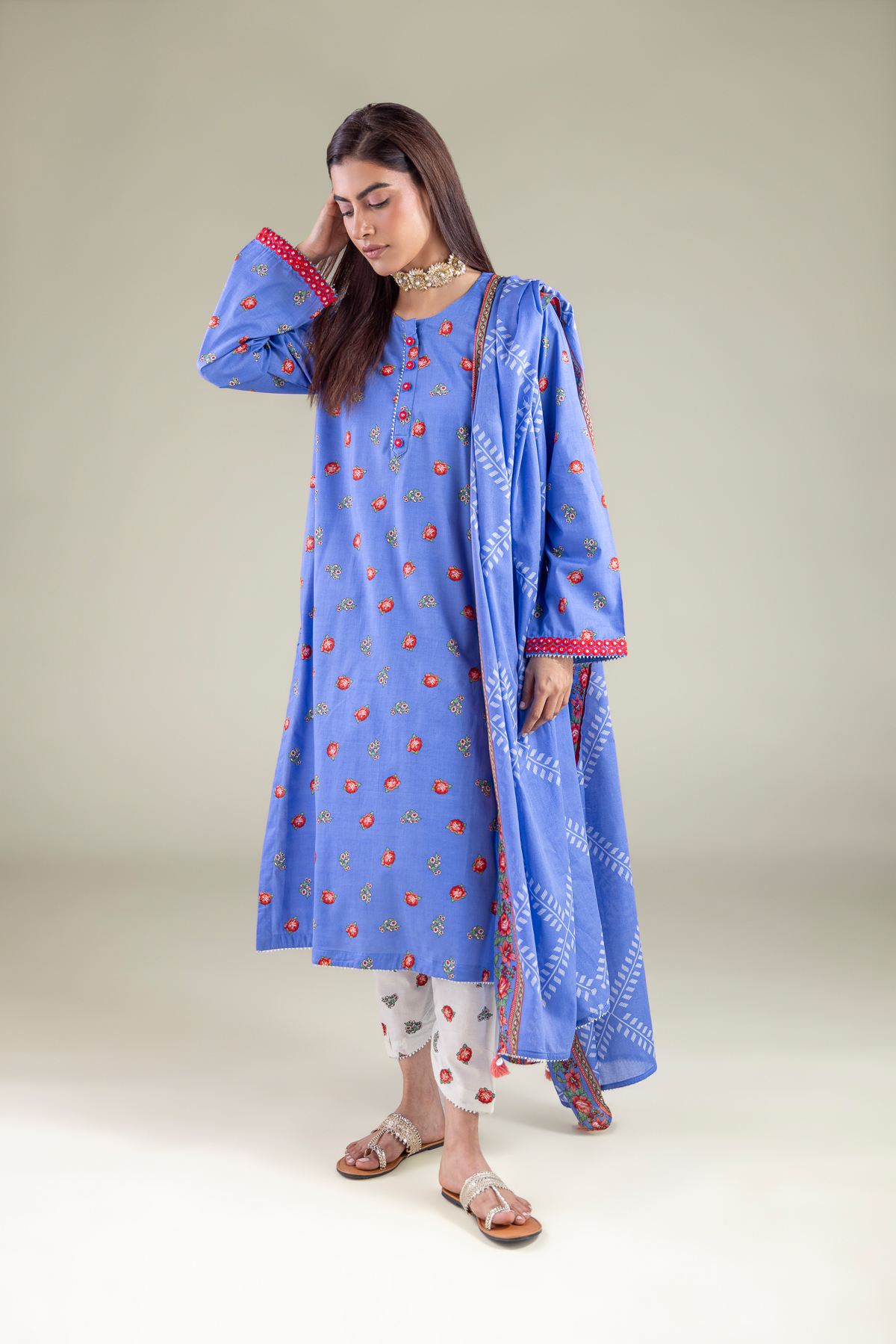 Embroidered Lawn Dupatta - 1-26-123-A-G-VG