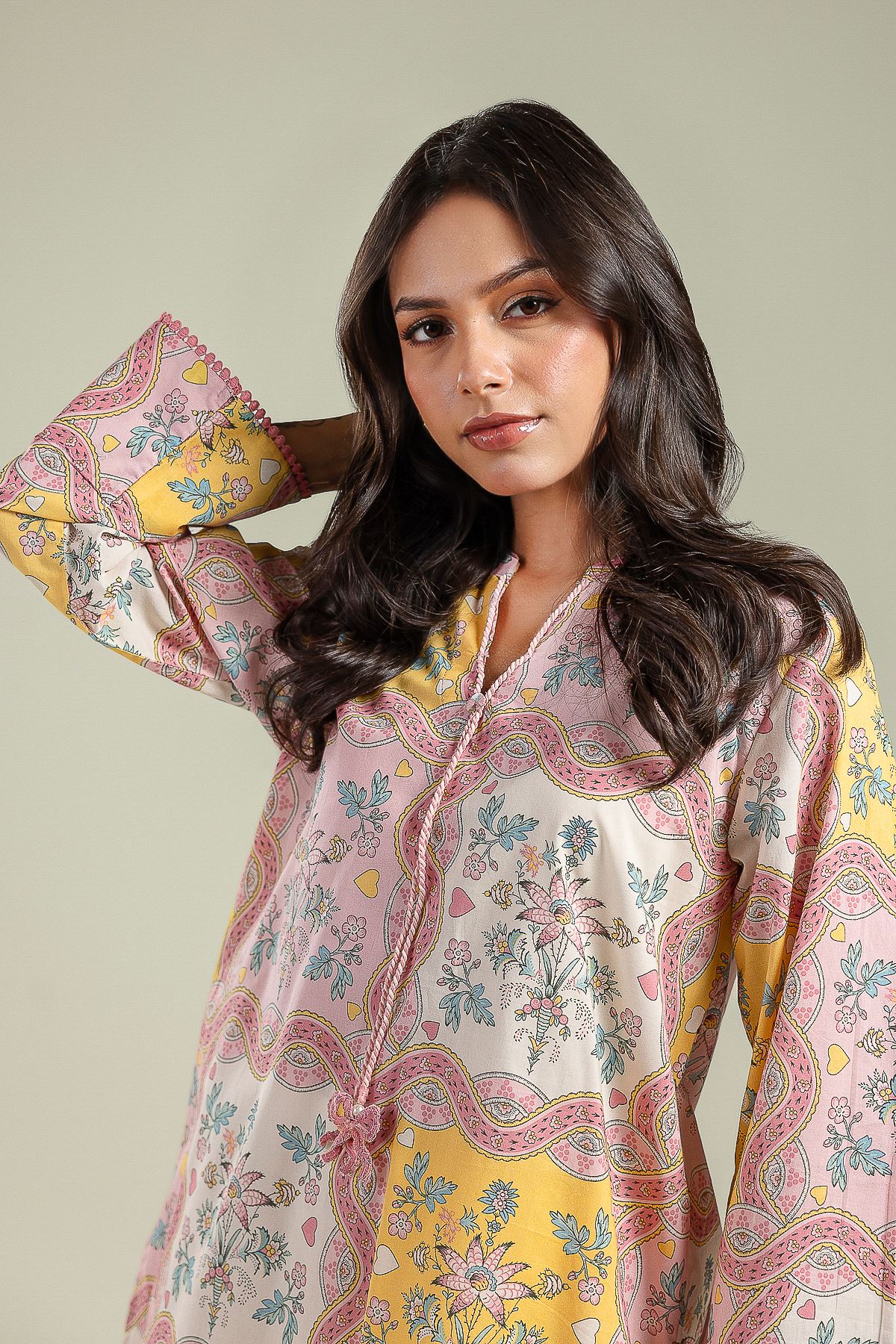 Printed Cambric Floral Cambric Kurta - 1-26-201-A-A-VG