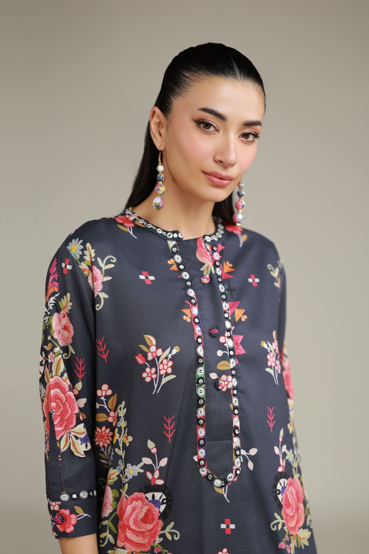 Embroidered Viscose Crepe Shirt - 2-26-202-A-D-VG