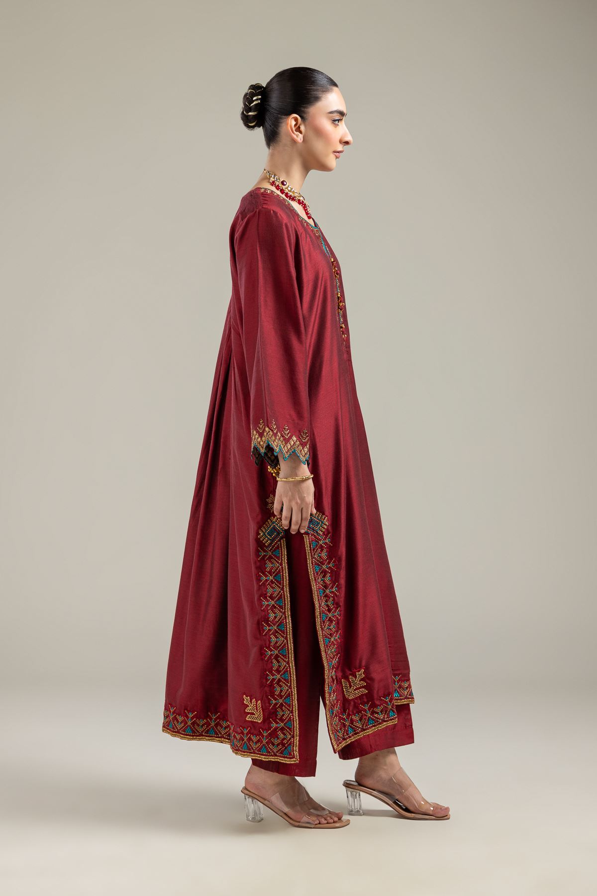Raw Silk Silk Solid Pants - 26-01-3E2-09TA-VG