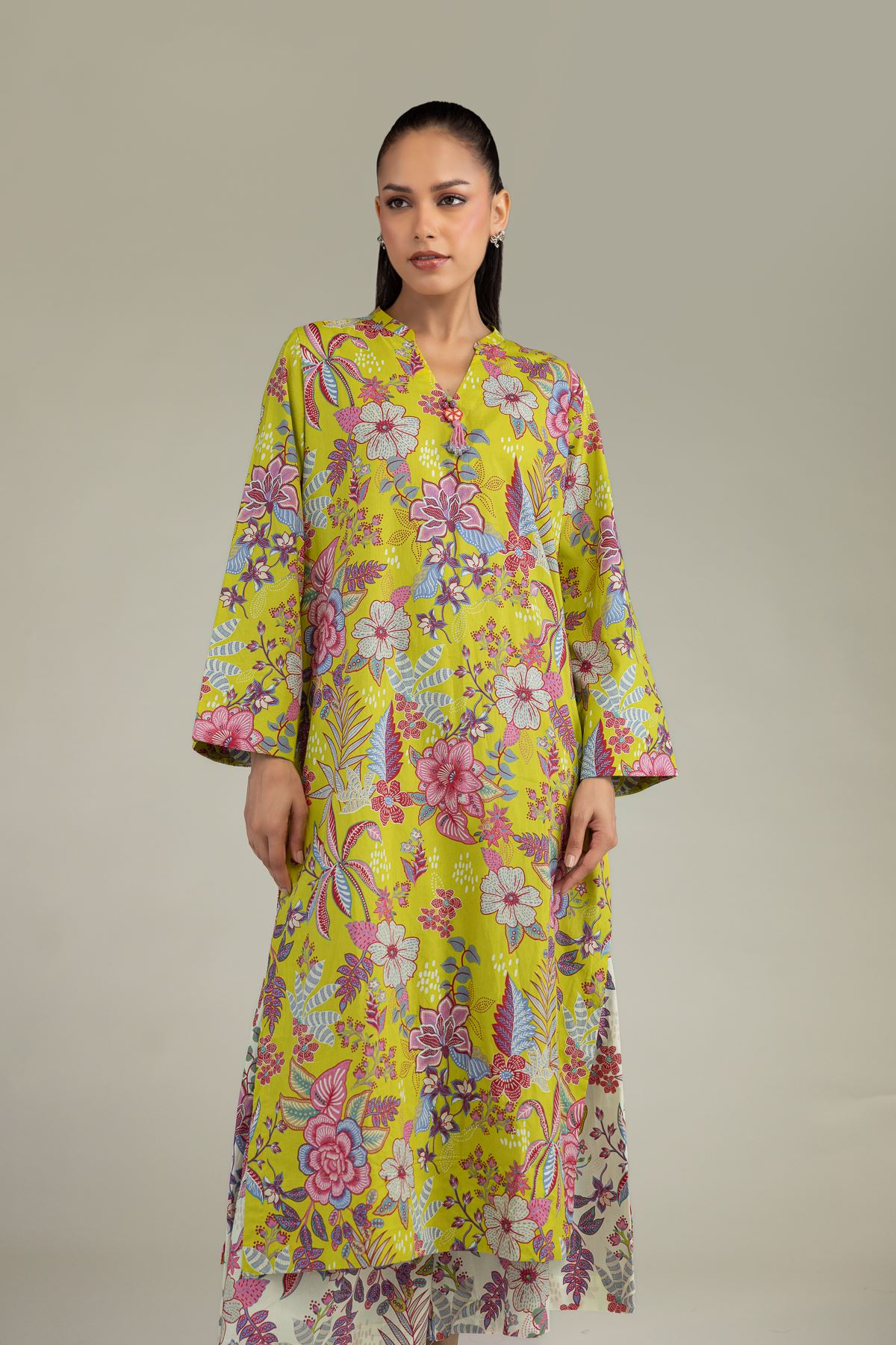 Printed Cambric Floral Cambric Kurta - 1-26-242-B-B1-VG