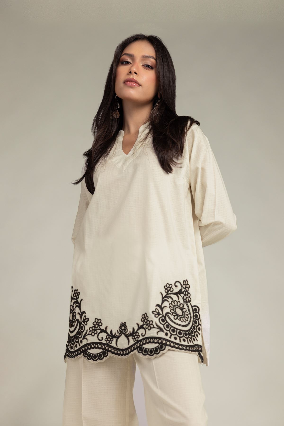 Embroidered Cotton Dobby Cotton Dobby Kurta - 1-26-225-A-C1-VG