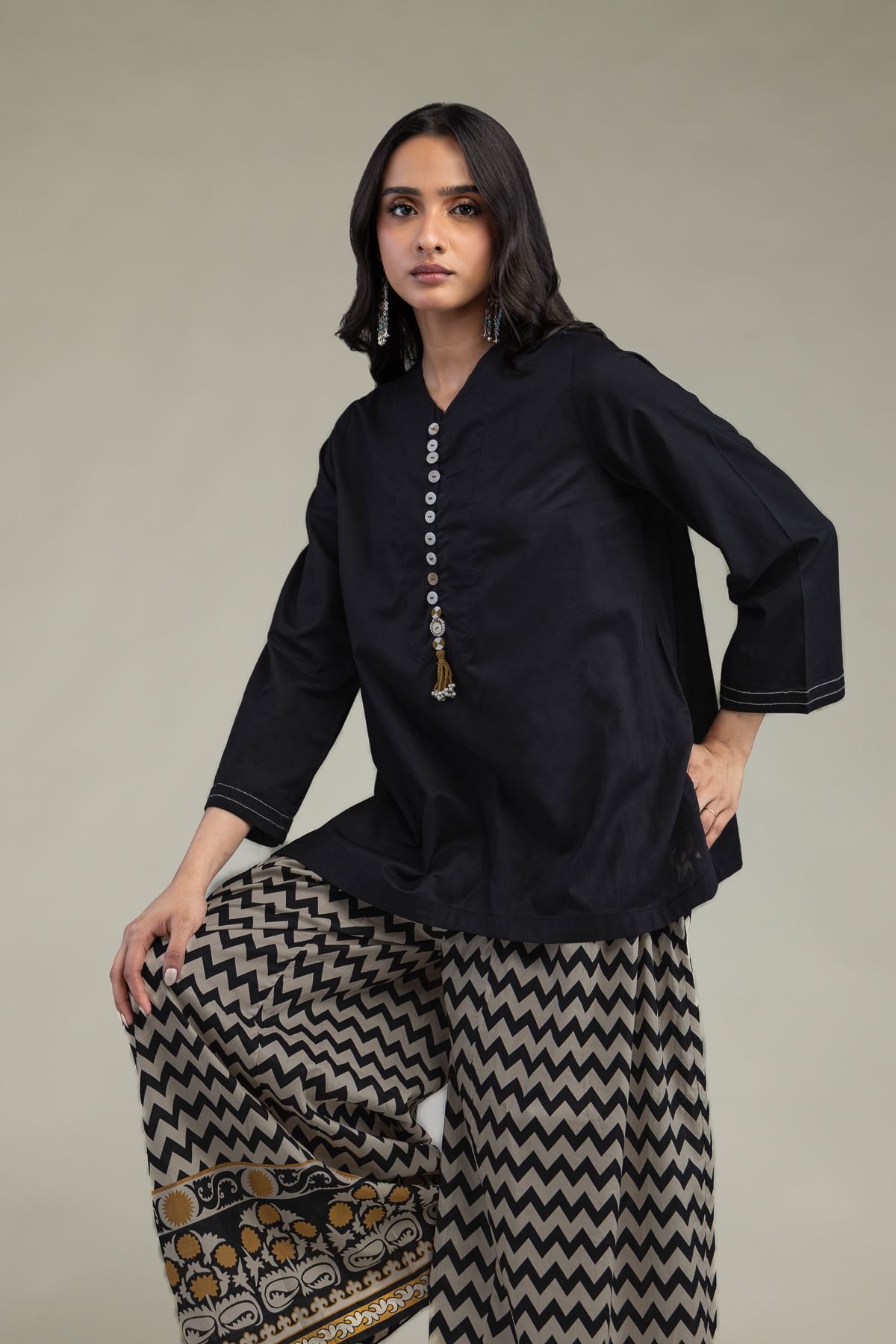 Printed Cambric Solid Cambric Kurta - 1-26-301-B-I1-VG